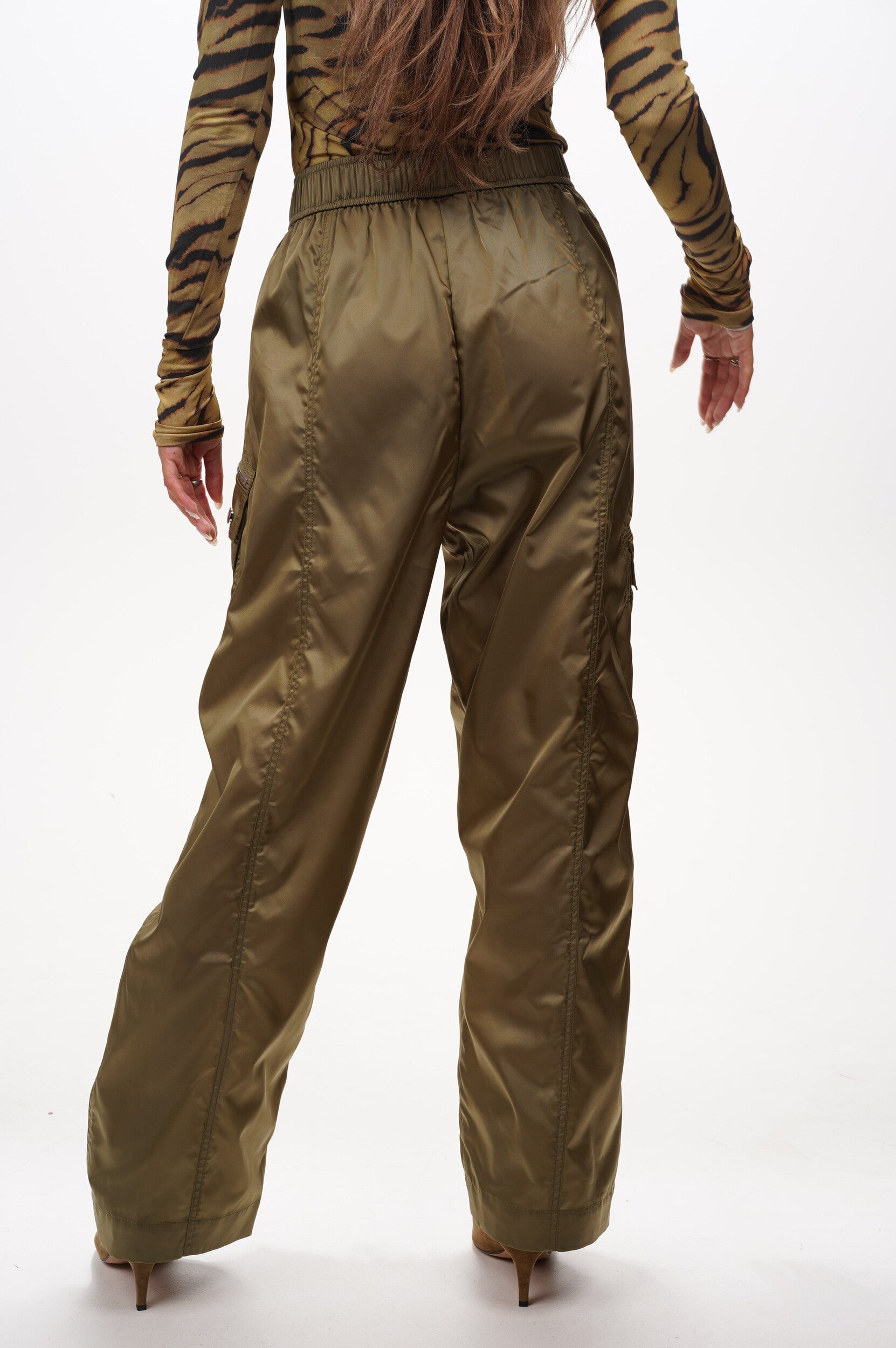 GANNI Trousers Duchesse nylon oversized elasticated
