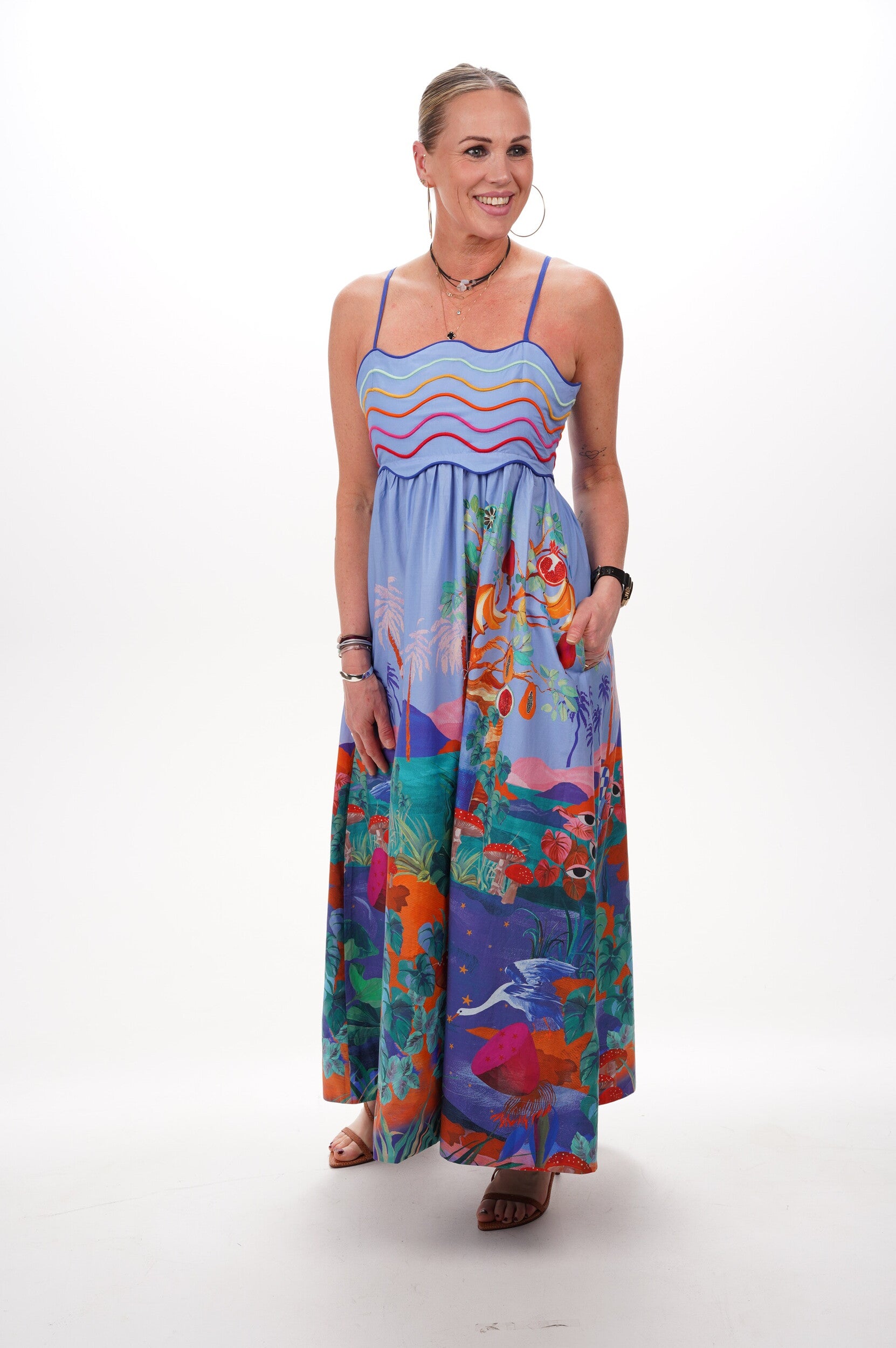 FARM RIO Dress Dream landscape multicolor sleeveless maxi