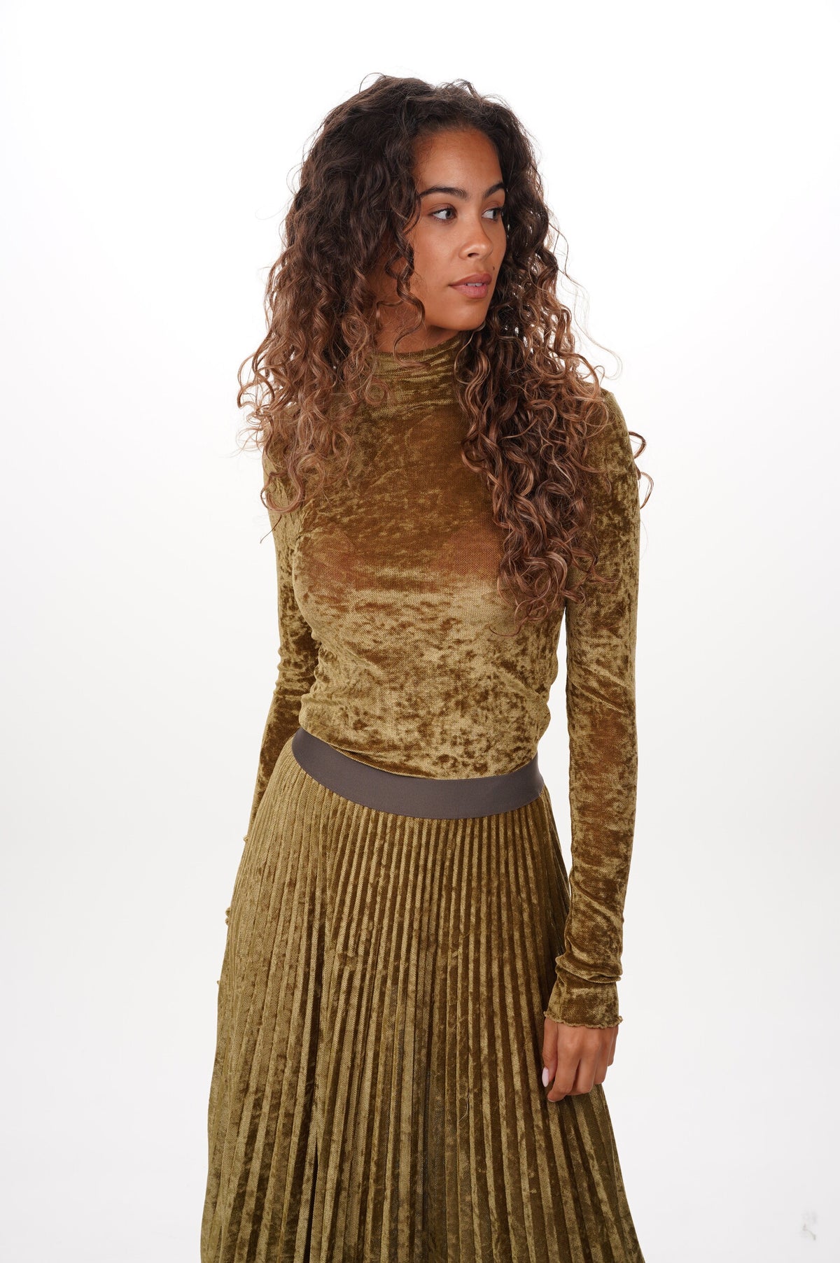 FORTE FORTE Top Flocked stretch tulle turtleneck