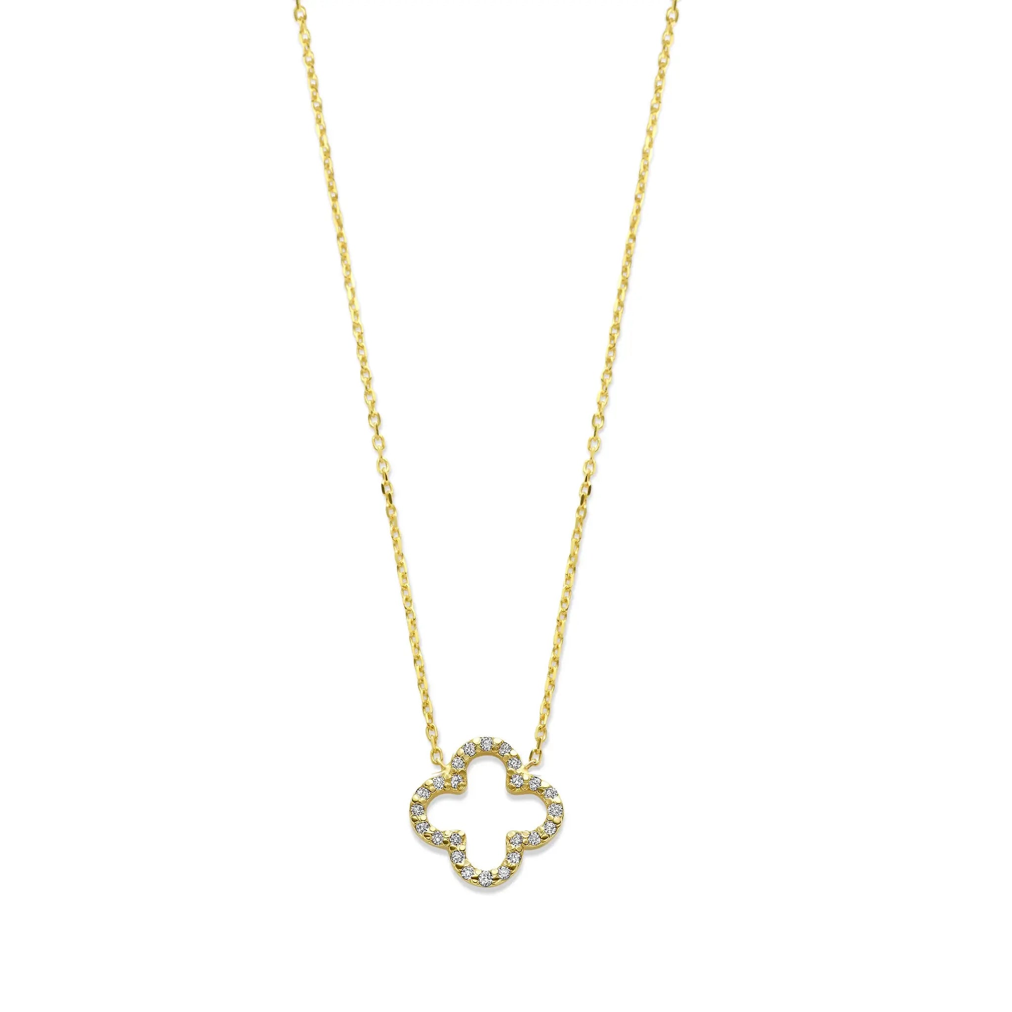 JUST FRANKY Jewelry Lucky Clover Diamonde necklace