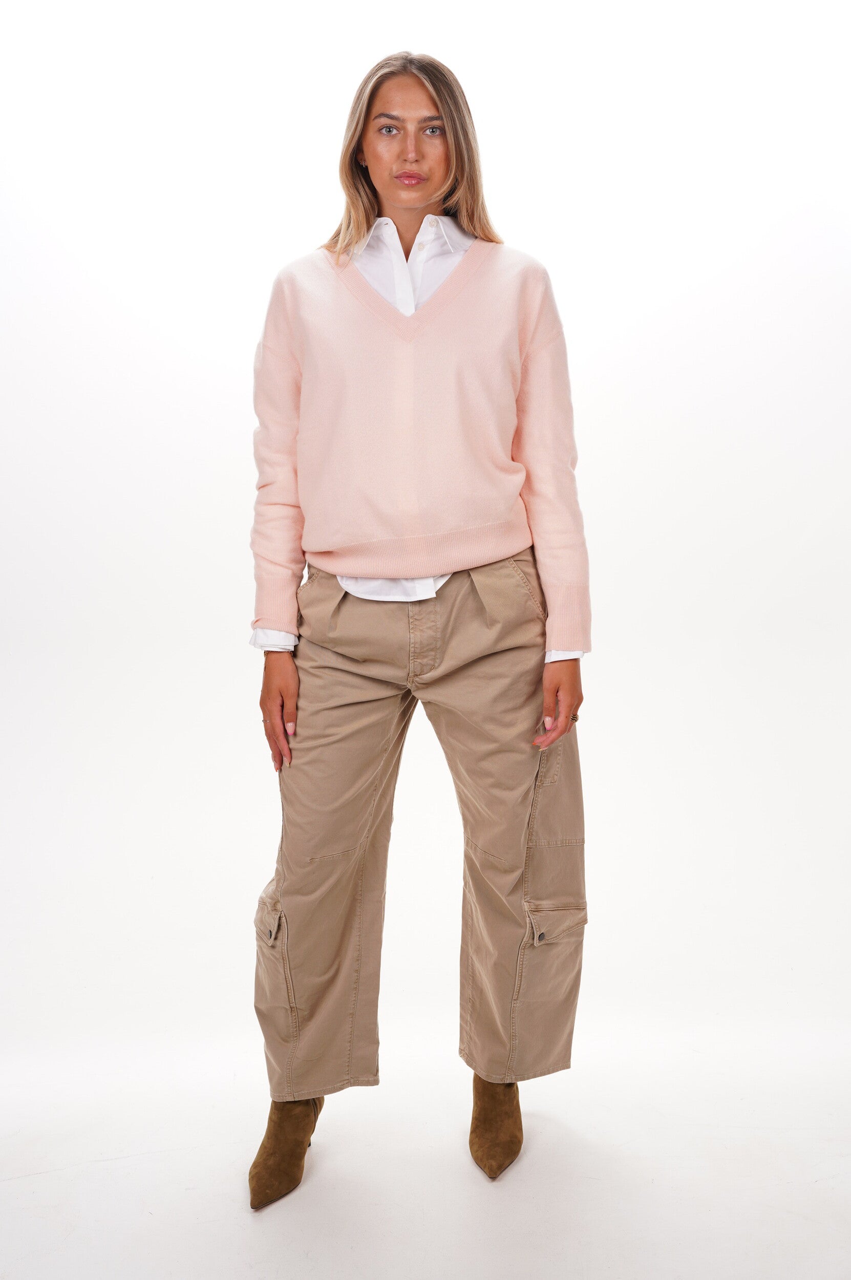 L'ÃME Pull V-neck LS powder puff