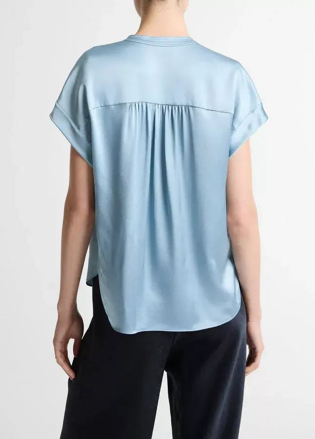 VINCE Blouse Gathered NK CAP SLV