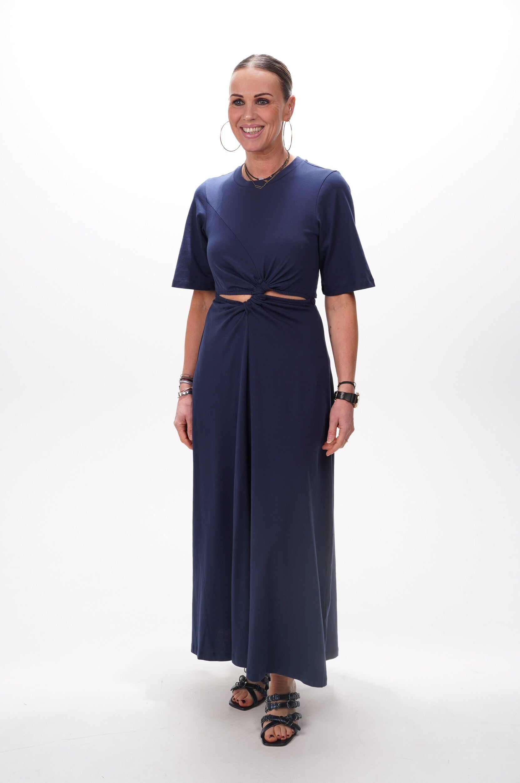 FARM RIO Dress Dark blue short sleeve midi