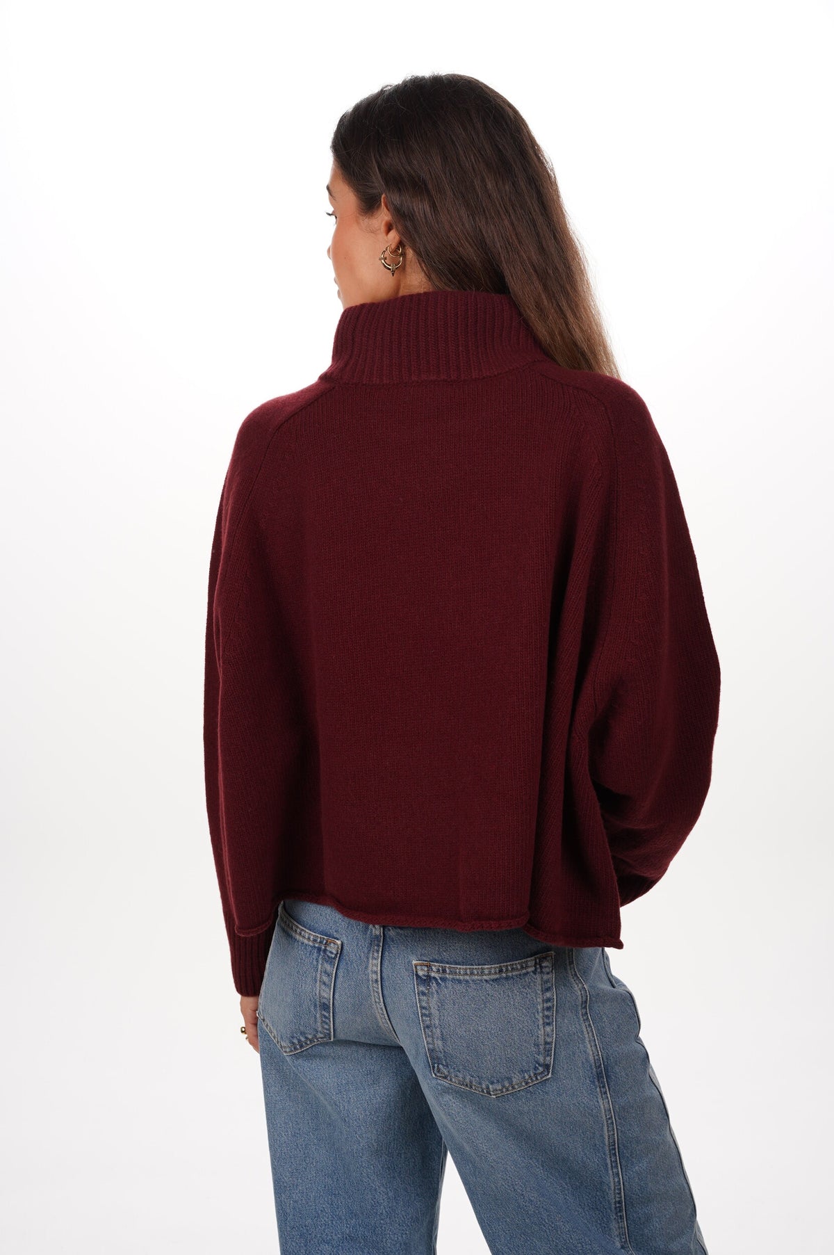 ROBERTO COLLINA Pull DOLCEVITA ML OVER CROPPED BORDEAUX