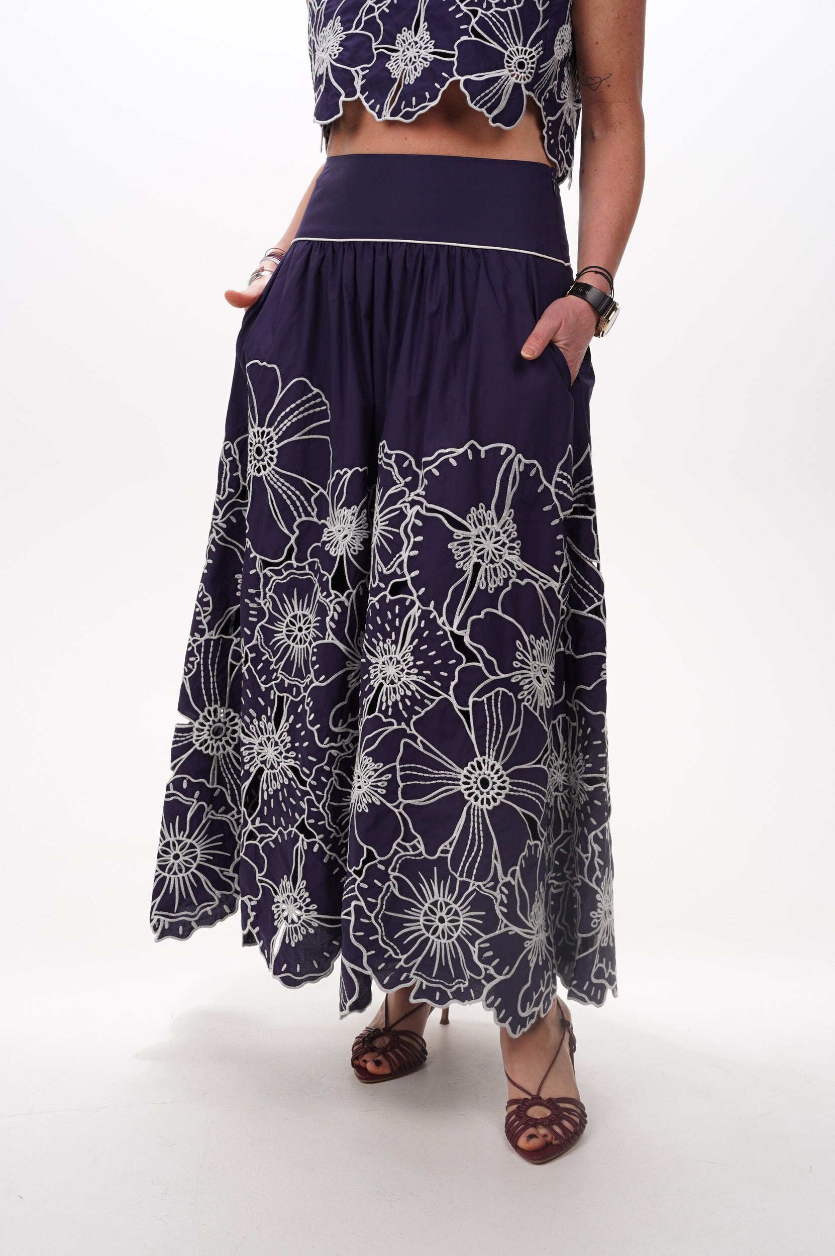 FARM RIO Skirt Flowers Richelieu blue