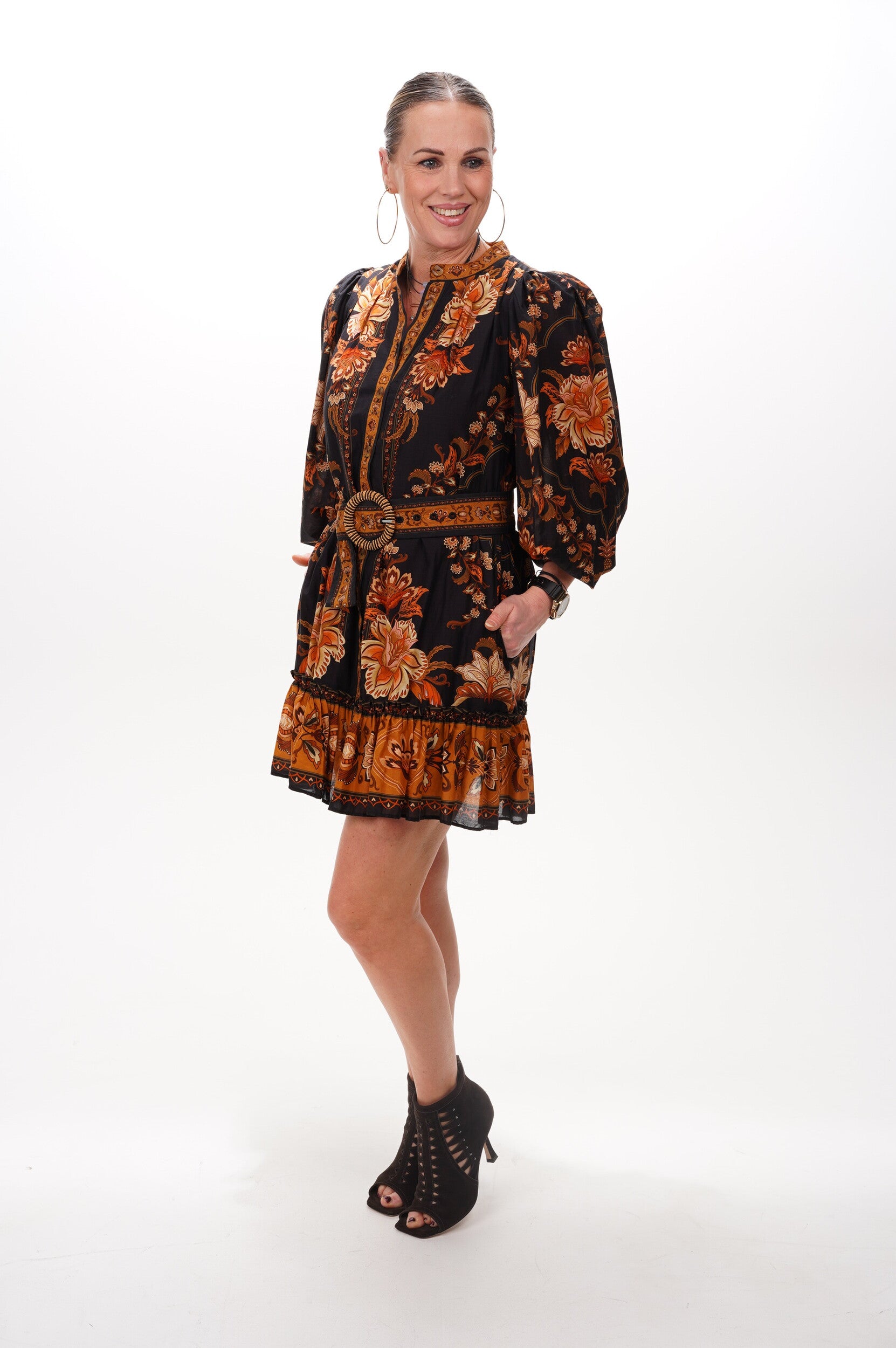 FARM RIO Dress Majestic garden black mini