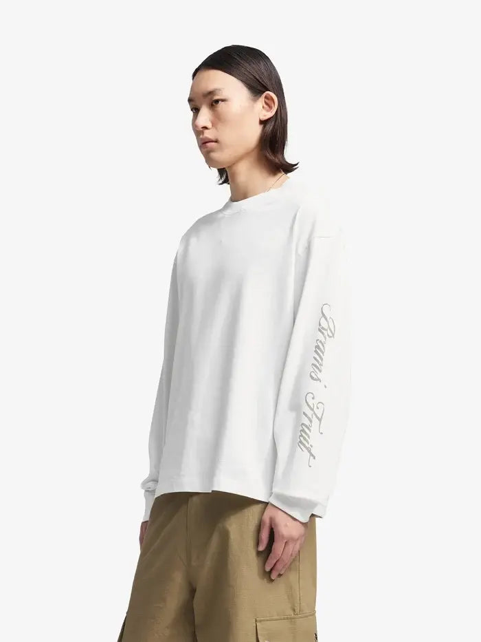 BRAMS FRUIT T Shirt Distressed Script Logo Longsleeve - Off White