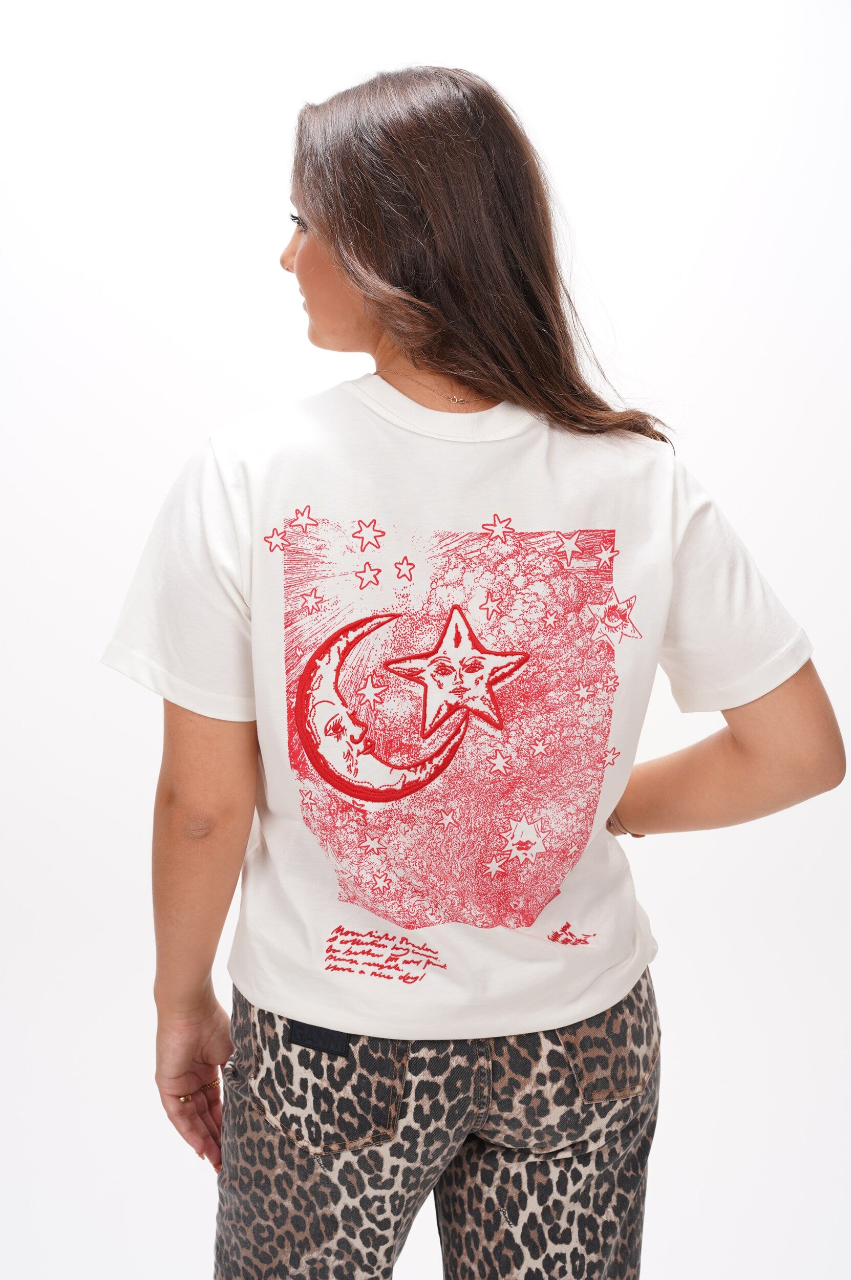 GANNI T Shirt Celestial poster relaxed t-shirt