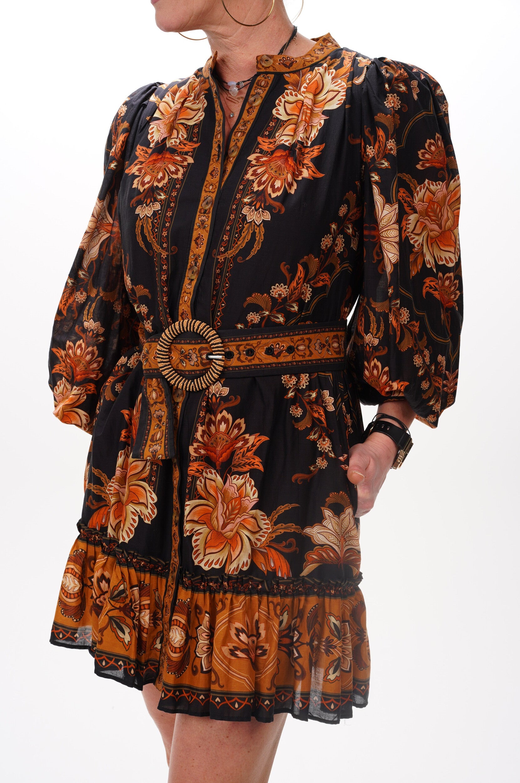 FARM RIO Dress Majestic garden black mini