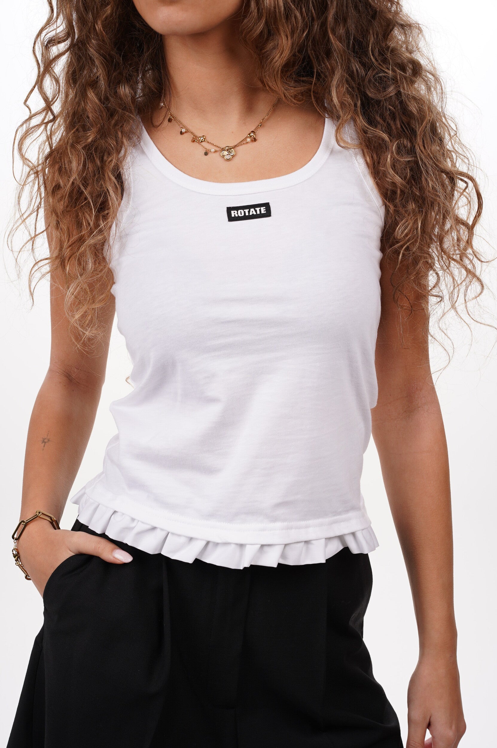 ROTATE Top Arles ruffle hem tank