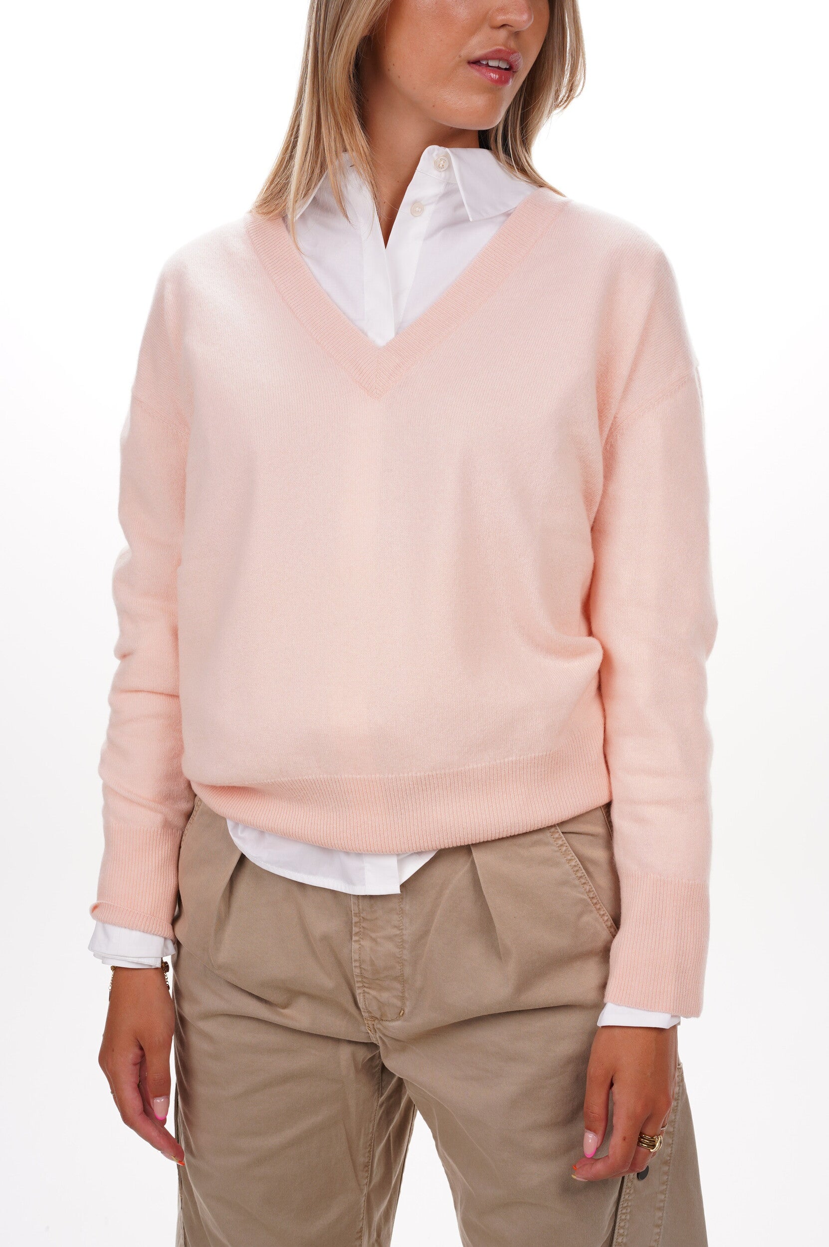 L'ÃME Pull V-neck LS powder puff