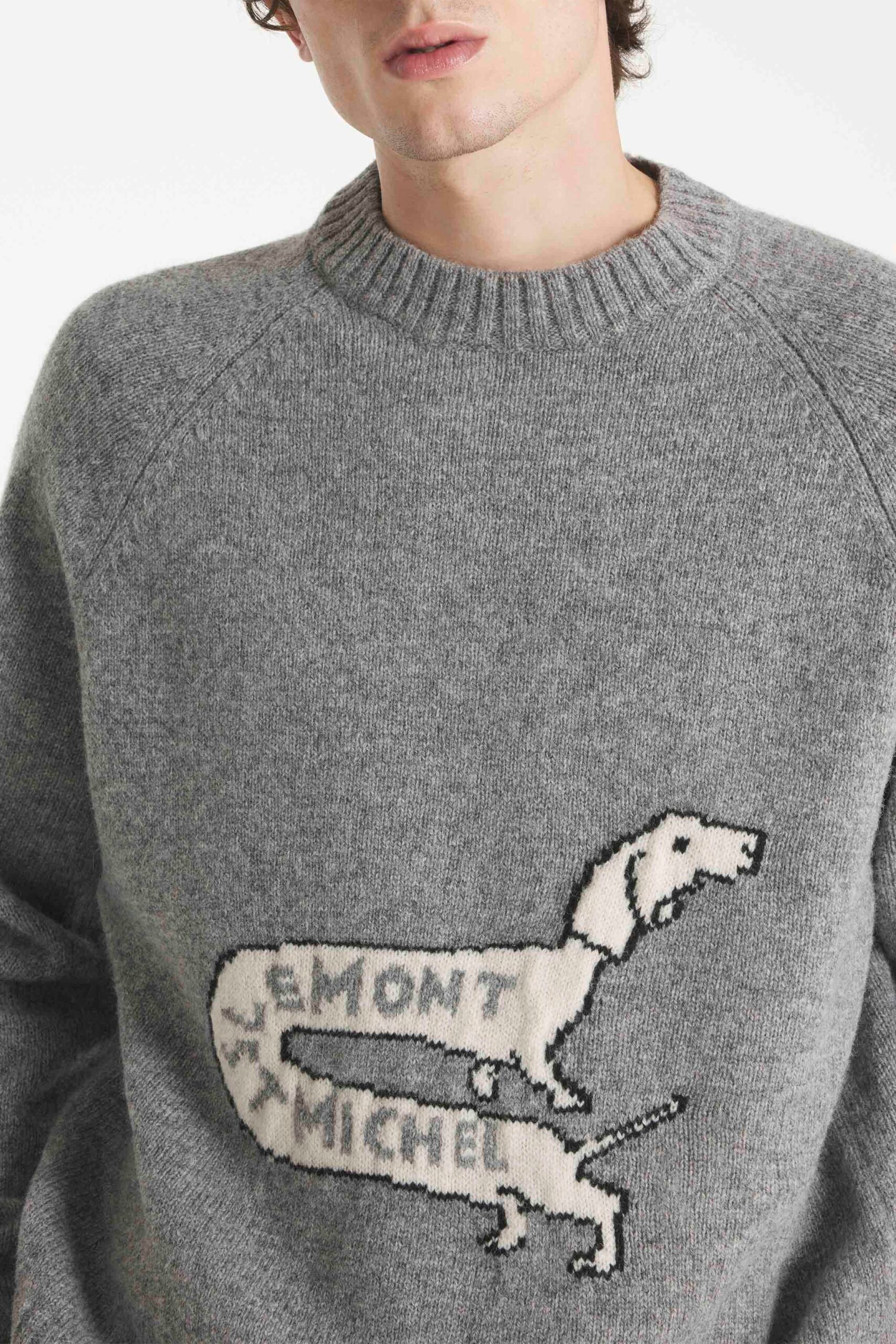 Le Mont Saint Michel Pull Striker Dog Intarsia Sweater