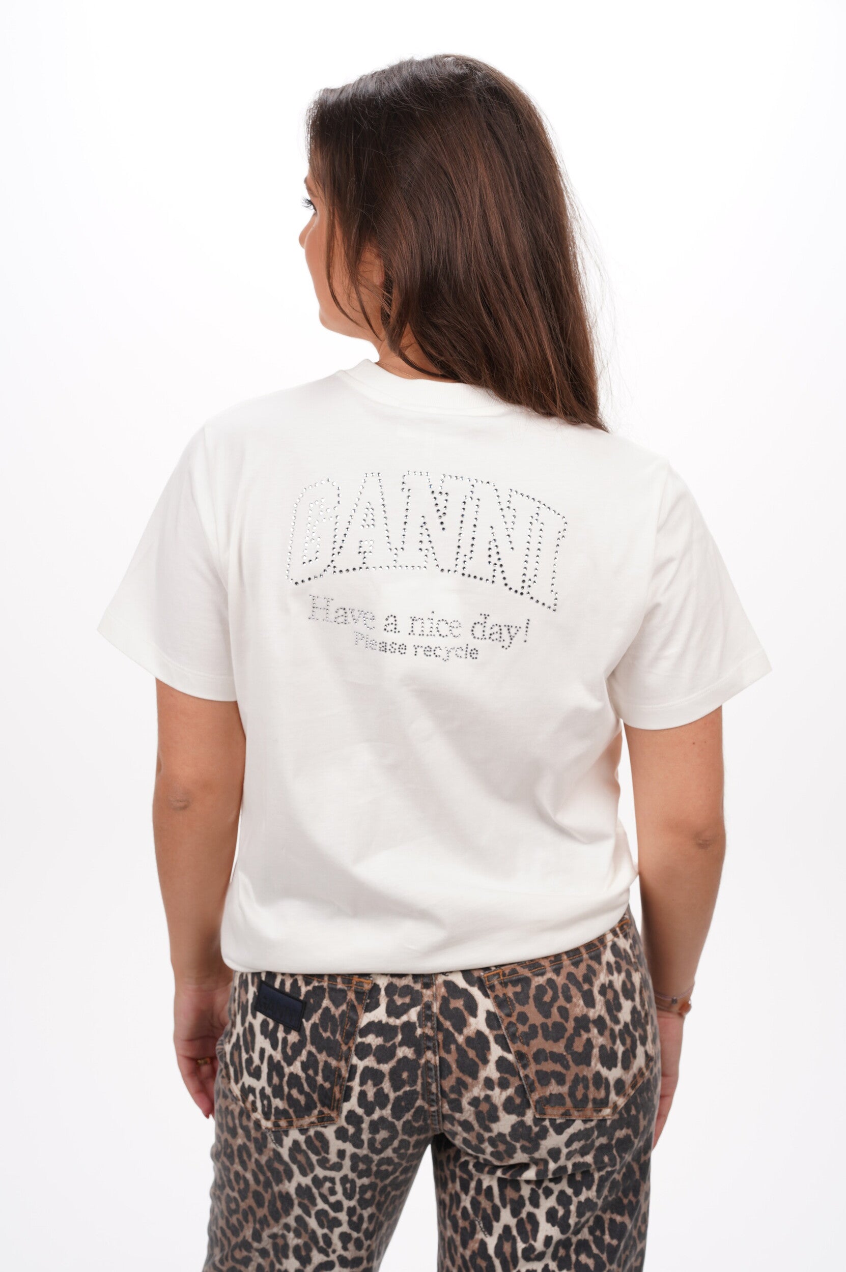 GANNI T Shirt Rhinestone relaxed t-shirt