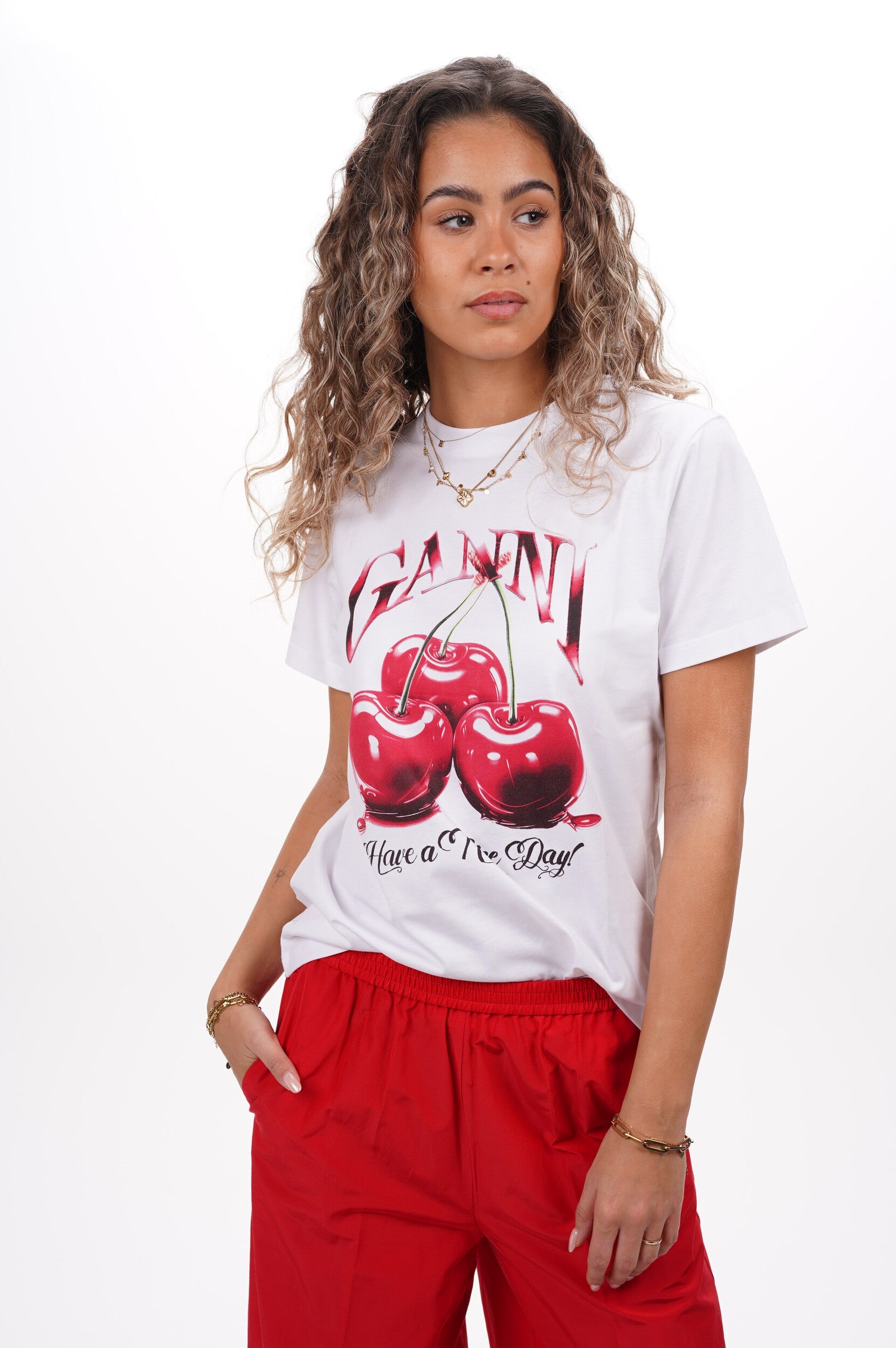 GANNI T Shirt Cherry relaxed