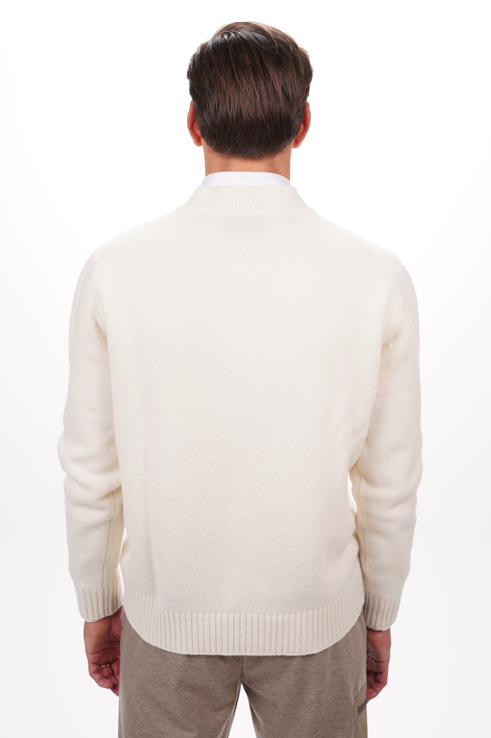 SEVEN GAUGE Pull LAMBSWOOL V-NECK SWEATER PANNA