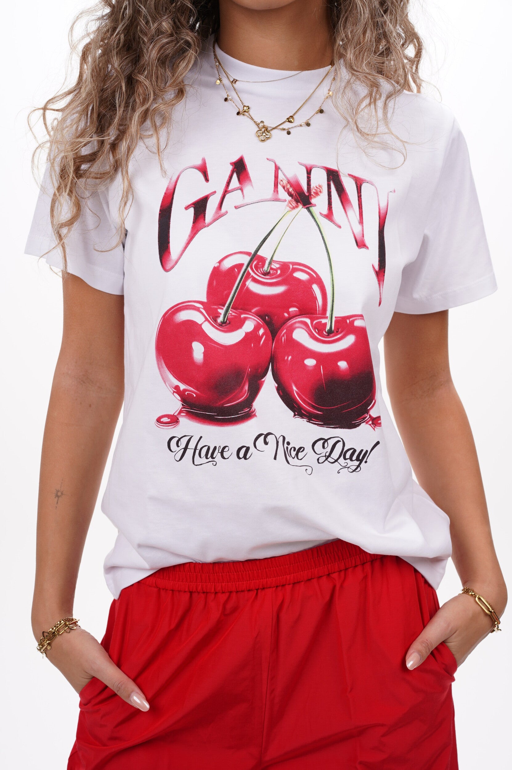 GANNI T Shirt Cherry relaxed