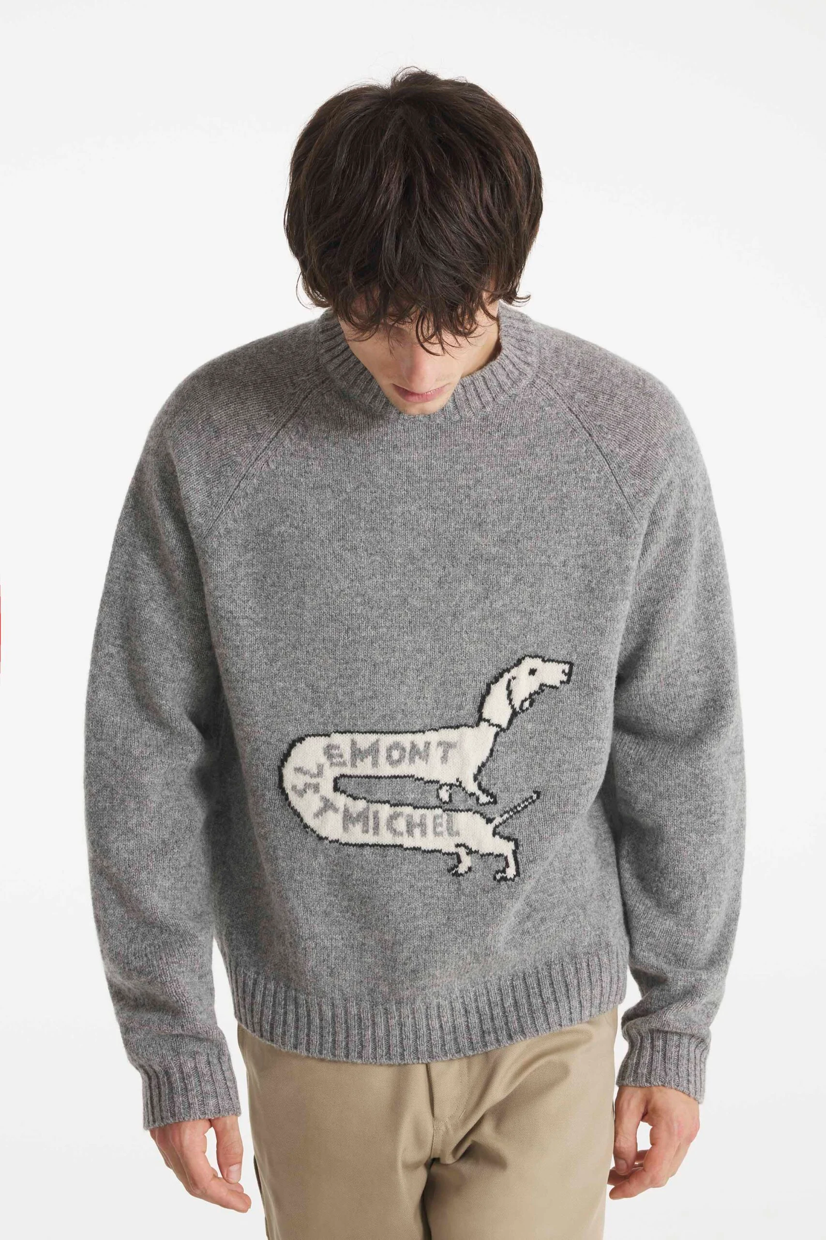 Le Mont Saint Michel Pull Striker Dog Intarsia Sweater