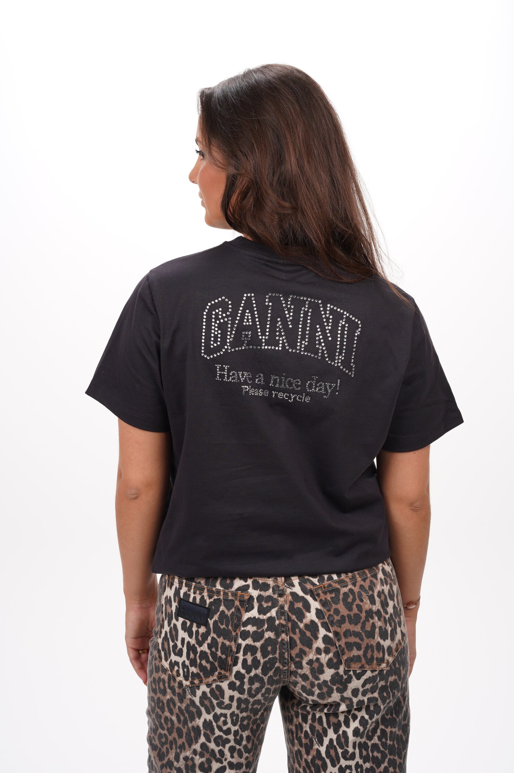 GANNI T Shirt Rhinestone relaxed t-shirt