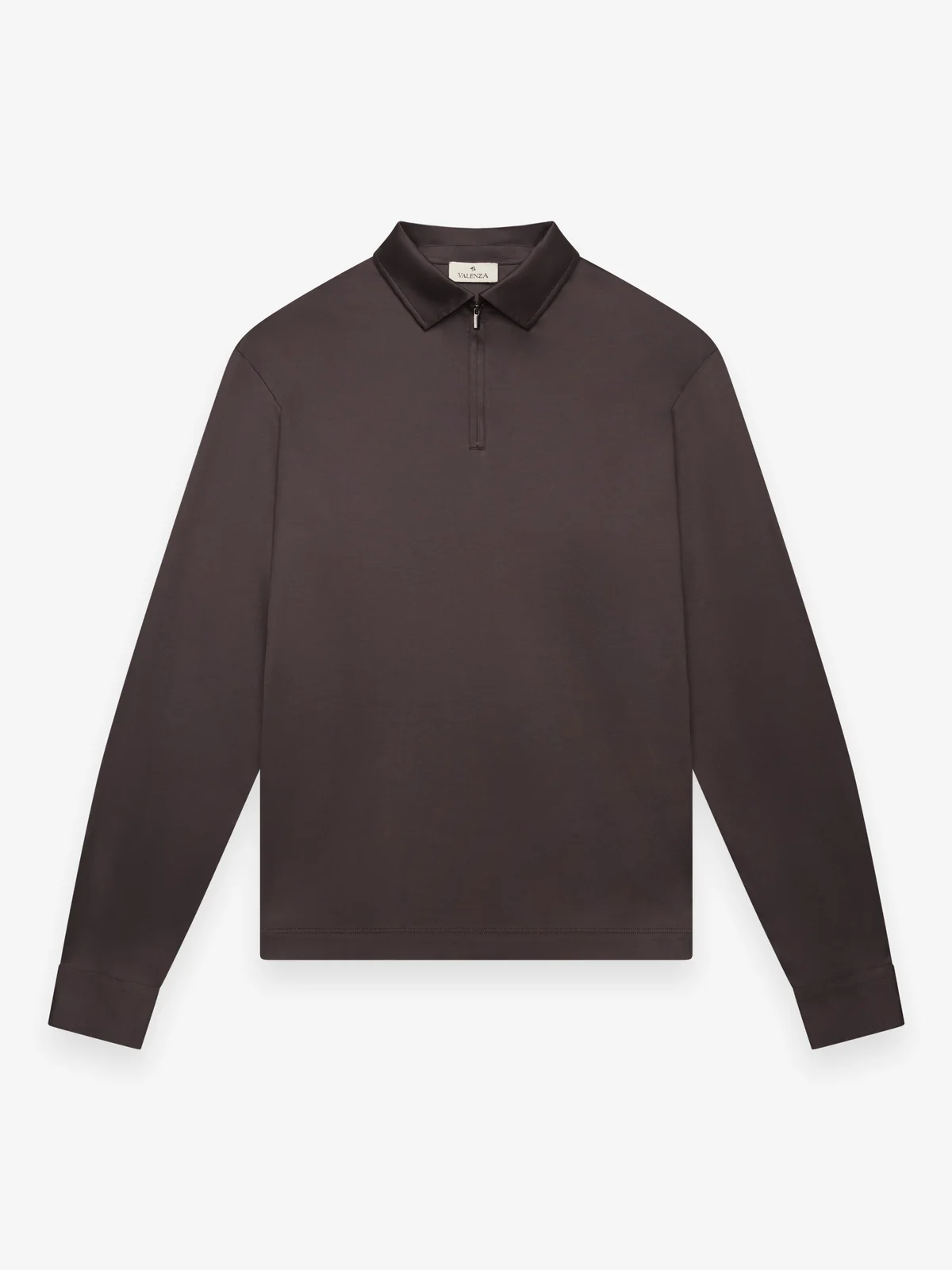 VALENZA Polo Supima Polo Zip Collar L/S Ebony Brown