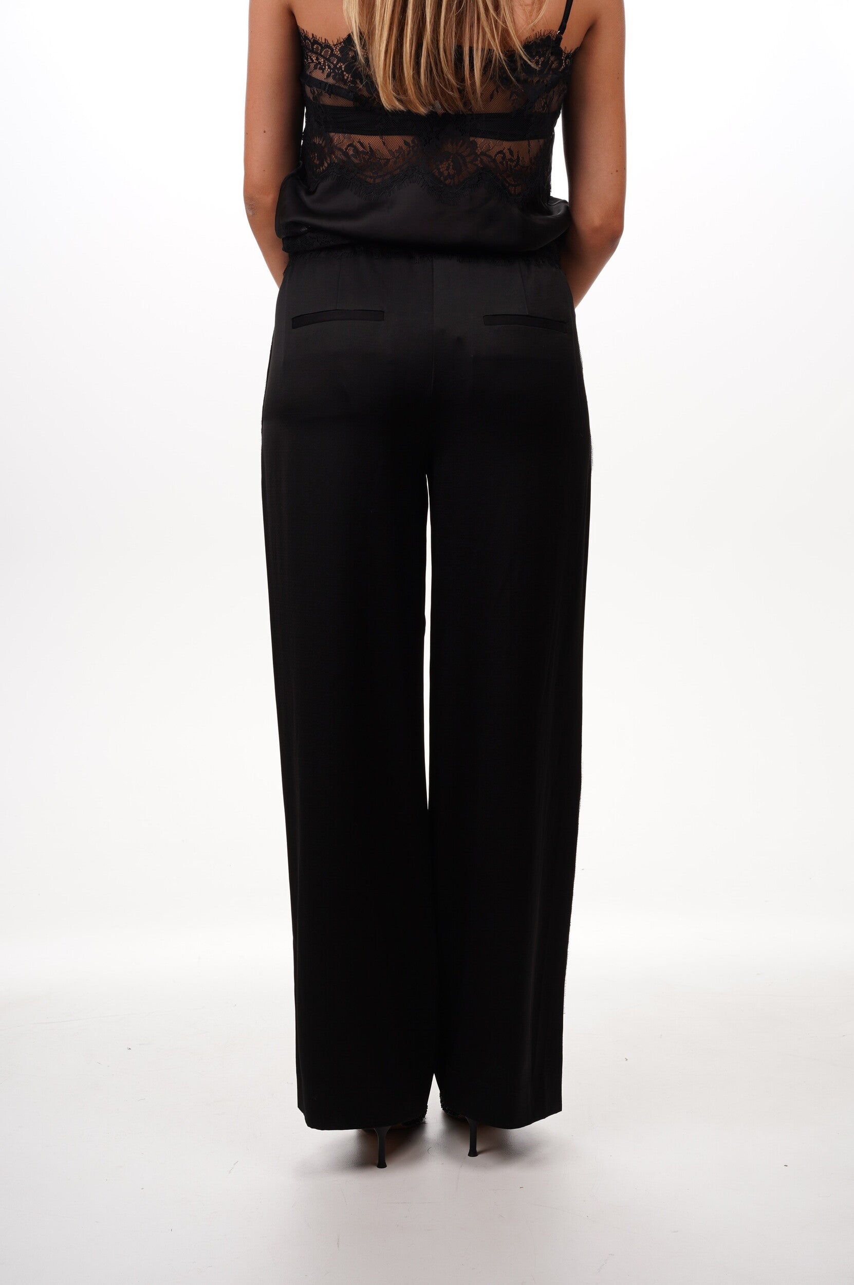 VINCE Trousers Mid waist lace trim pull on