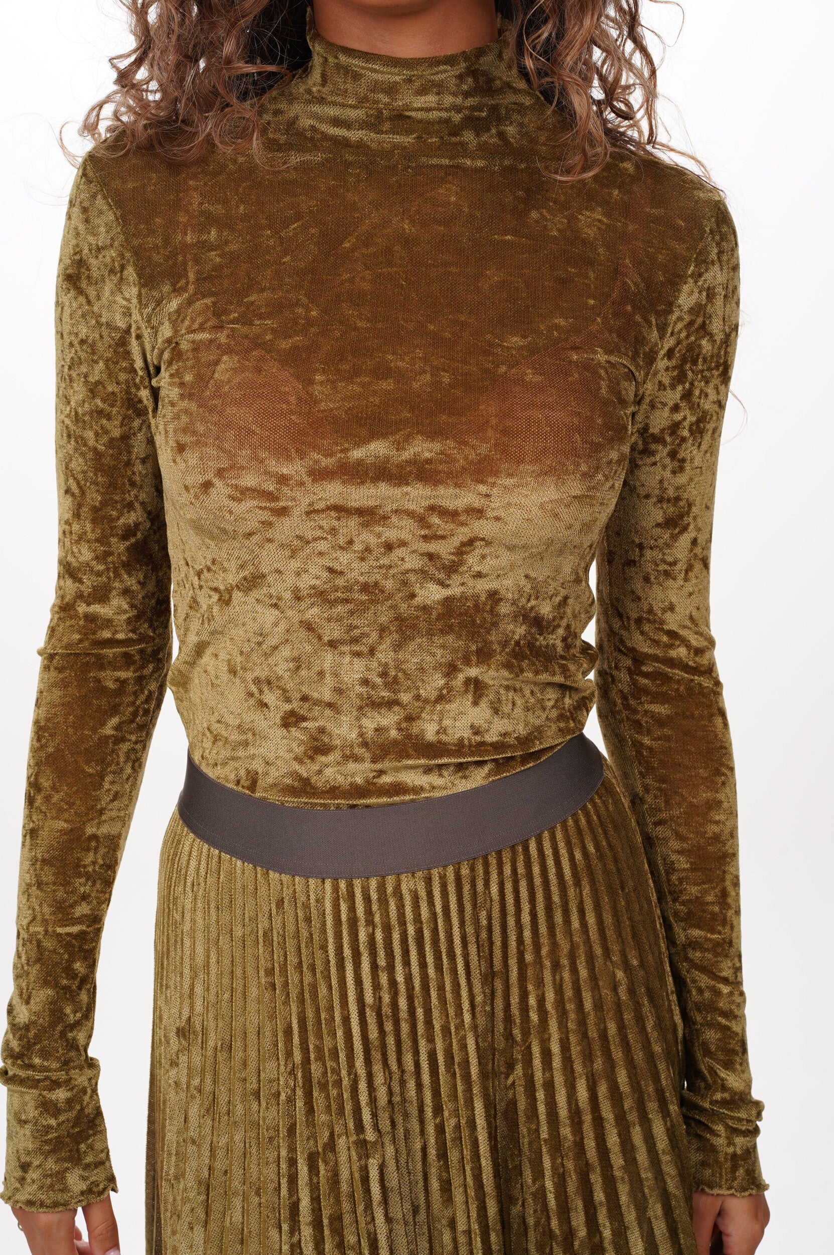 FORTE FORTE Top Flocked stretch tulle turtleneck