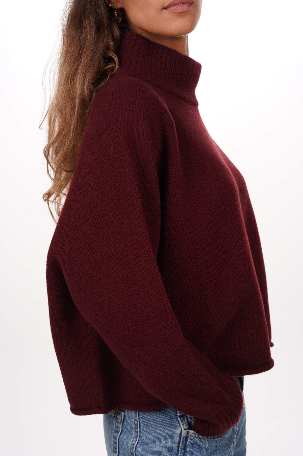 ROBERTO COLLINA Pull DOLCEVITA ML OVER CROPPED BORDEAUX