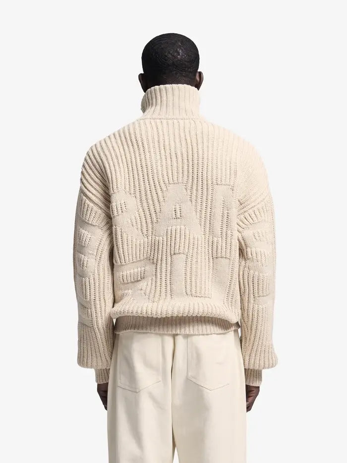 BRAMS FRUIT Pull Fisherman Quarter Zip Knit - Beige