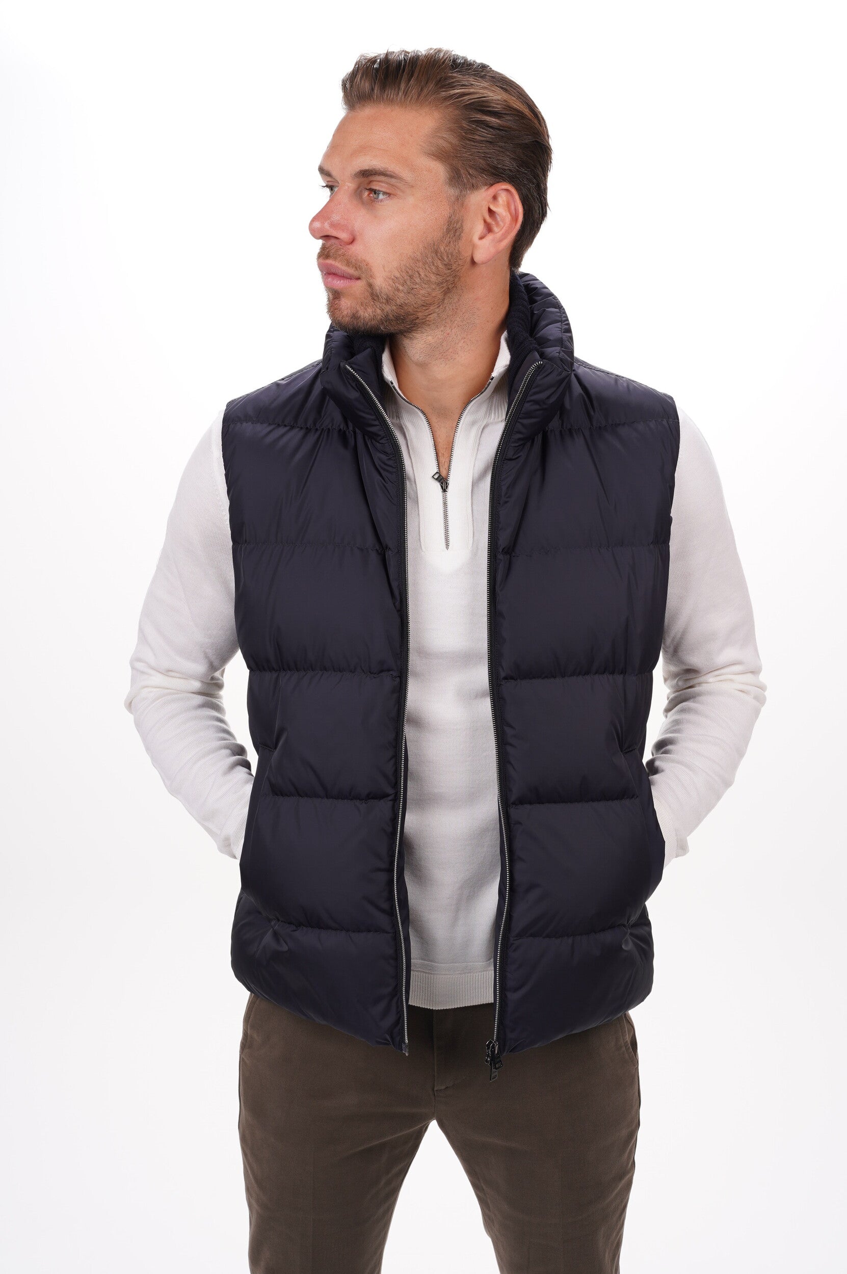 HERNO Gilet Men's Woven Vest Blue