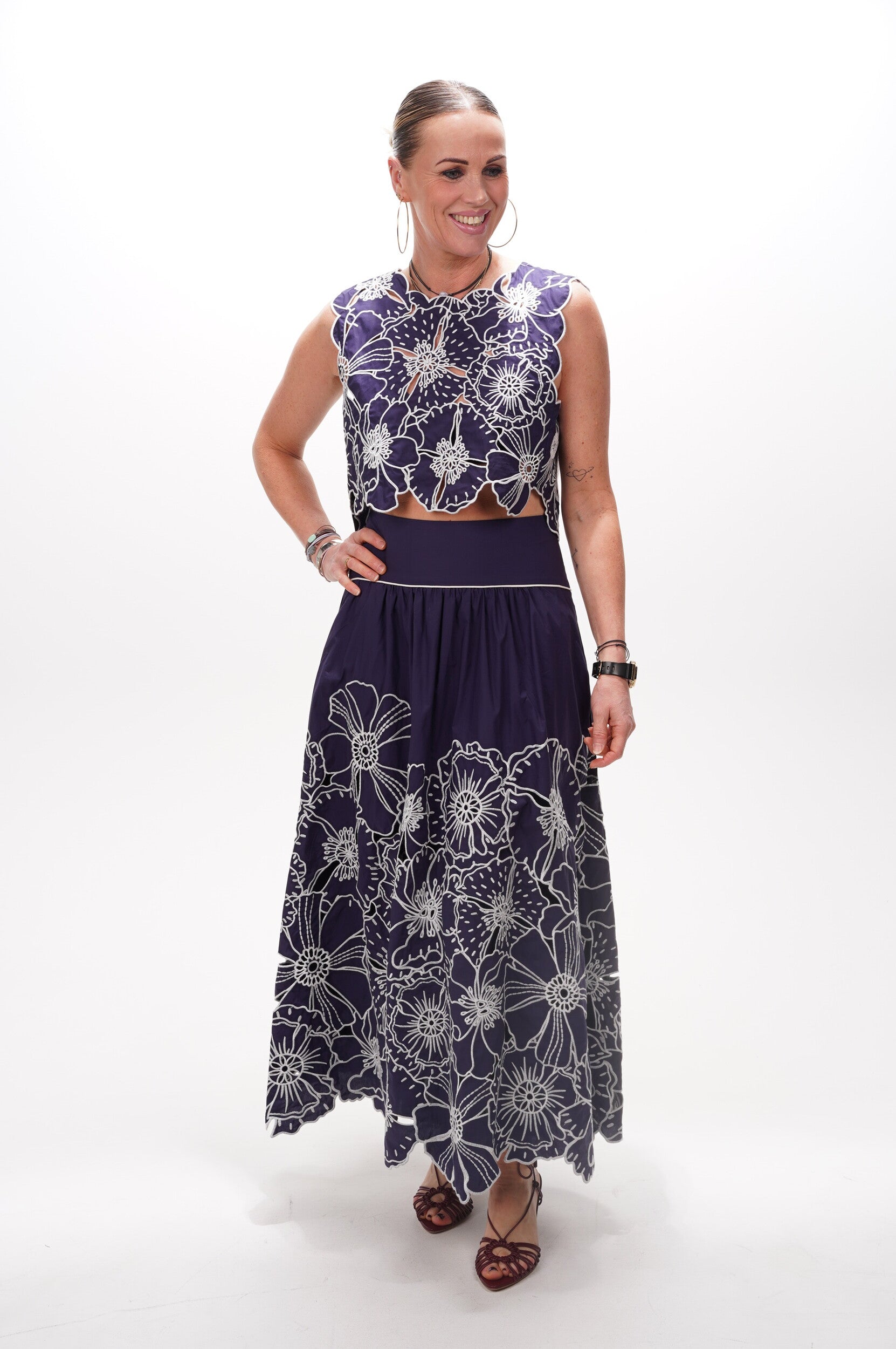 FARM RIO Skirt Flowers Richelieu blue