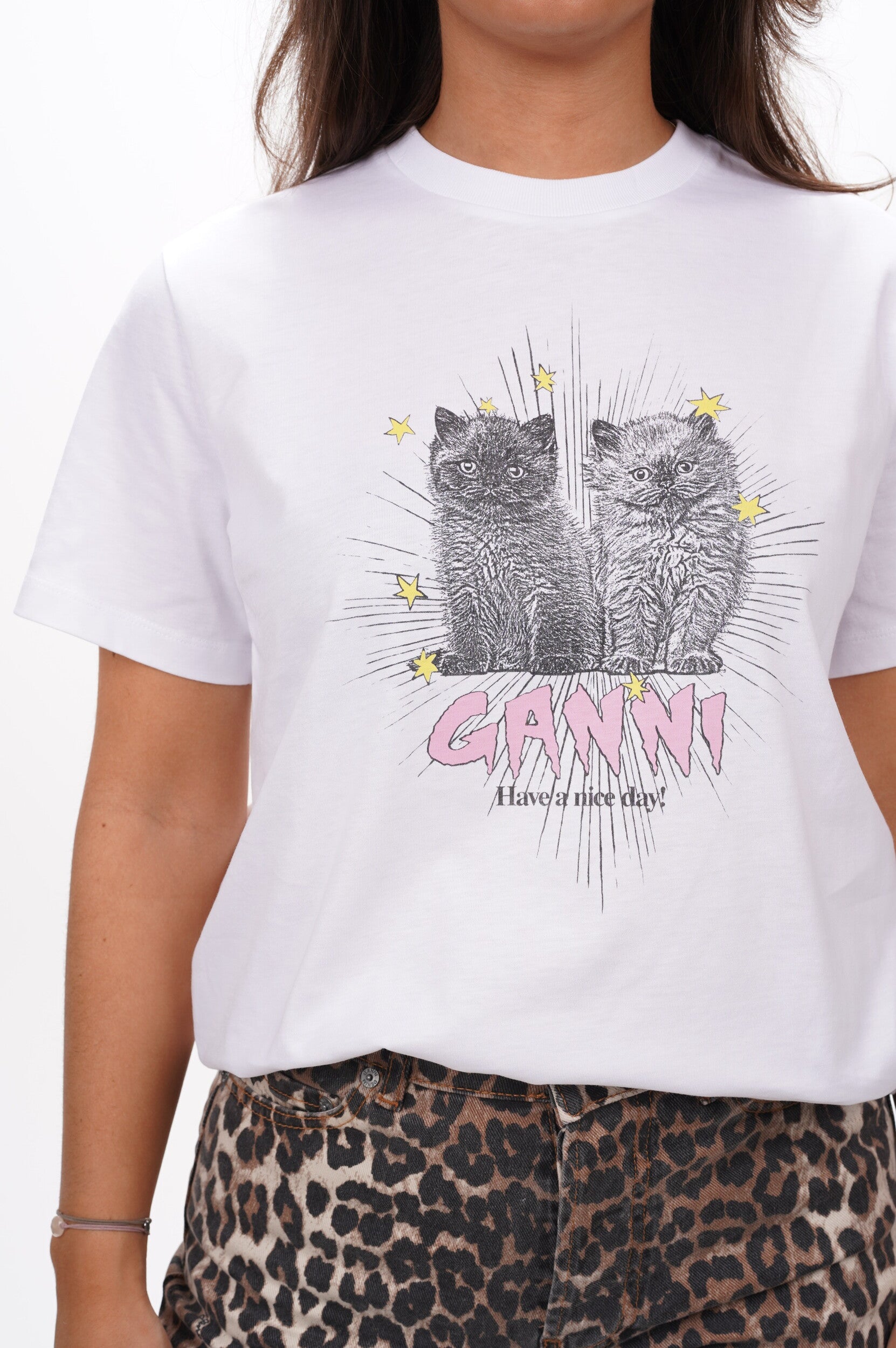 GANNI T Shirt Kittens relaxed t-shirt