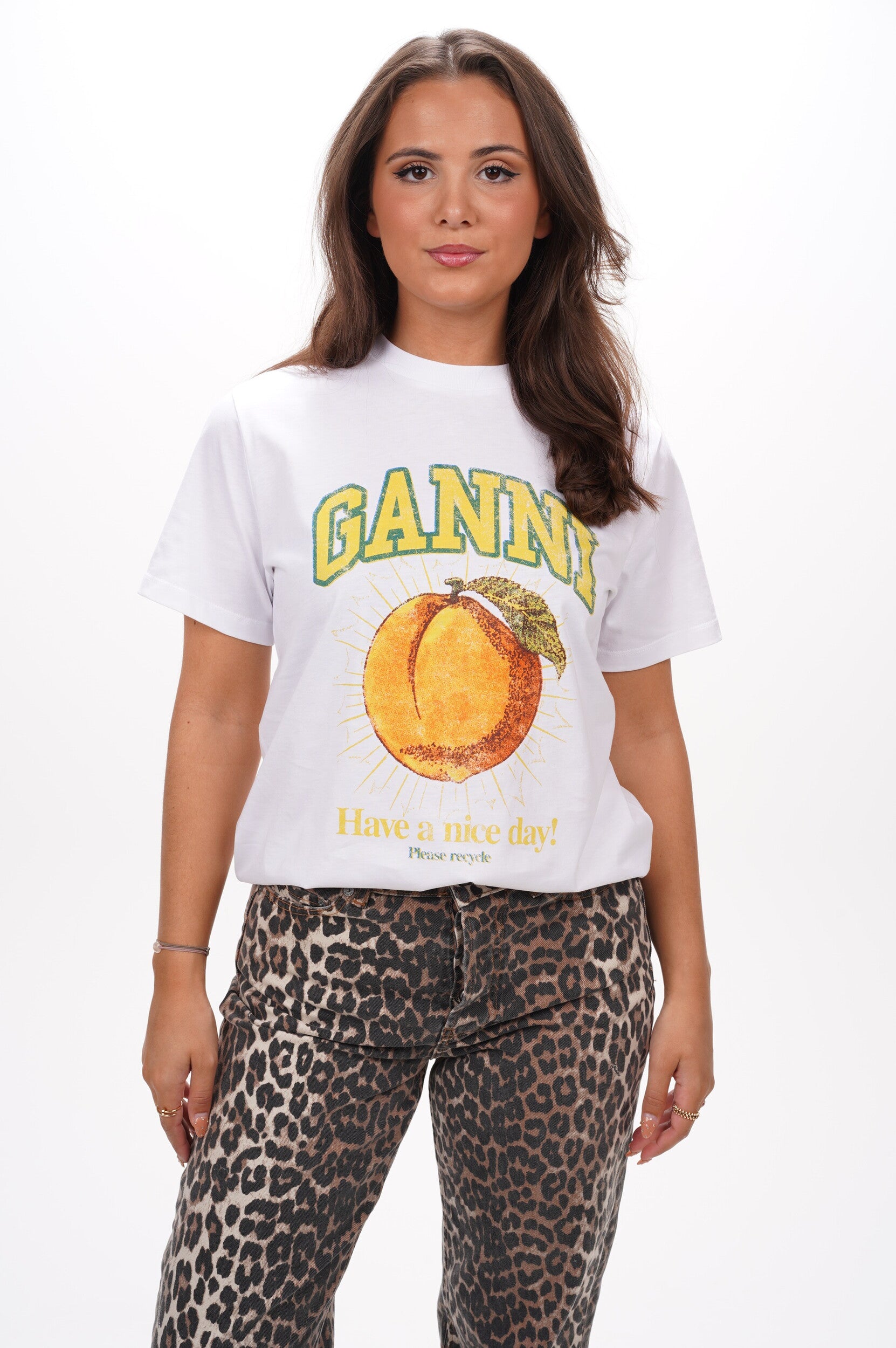 GANNI T Shirt Peach relaxed t-shirt