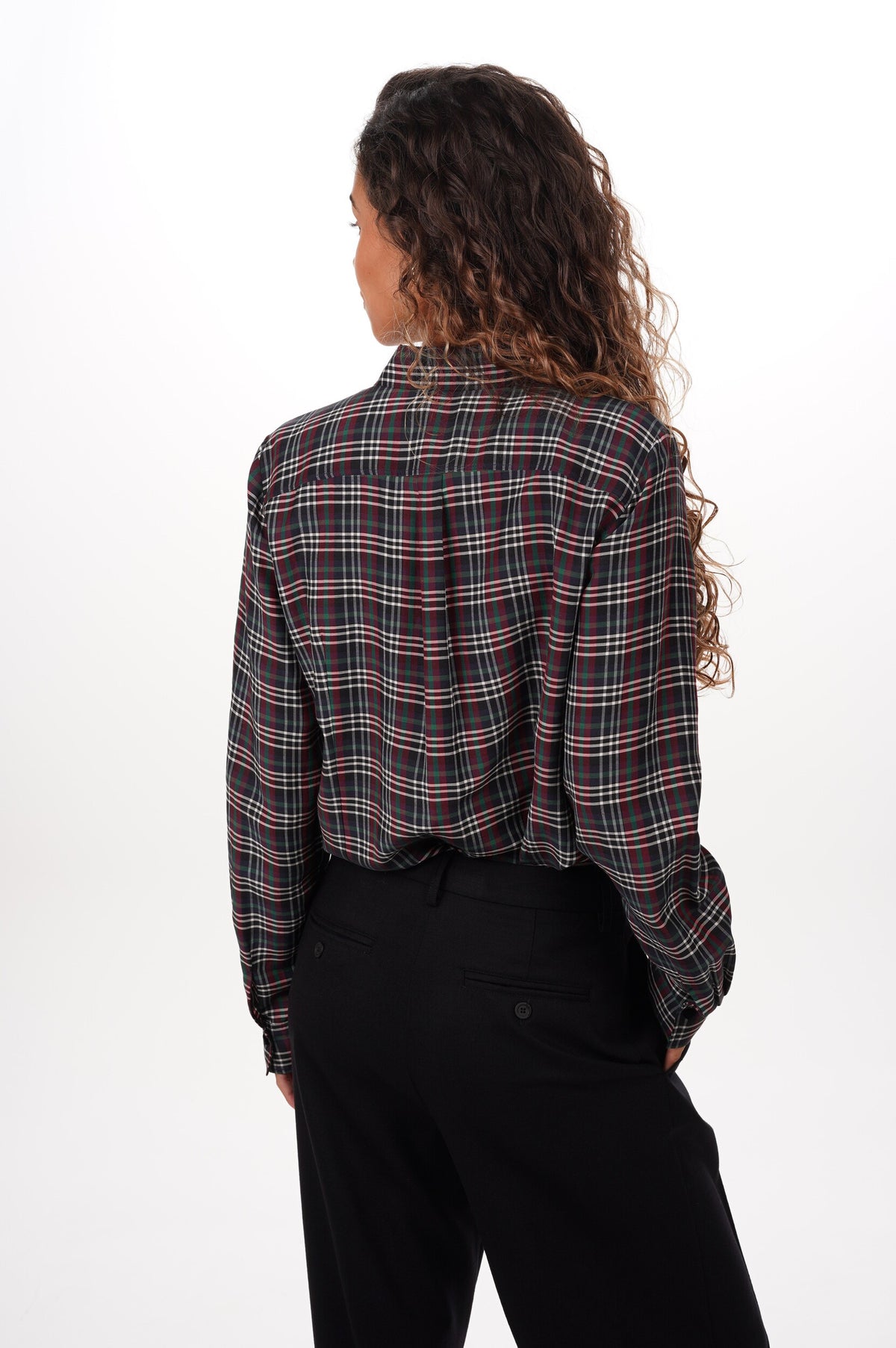 FORTE FORTE Blouse Tartan light voile with rouches