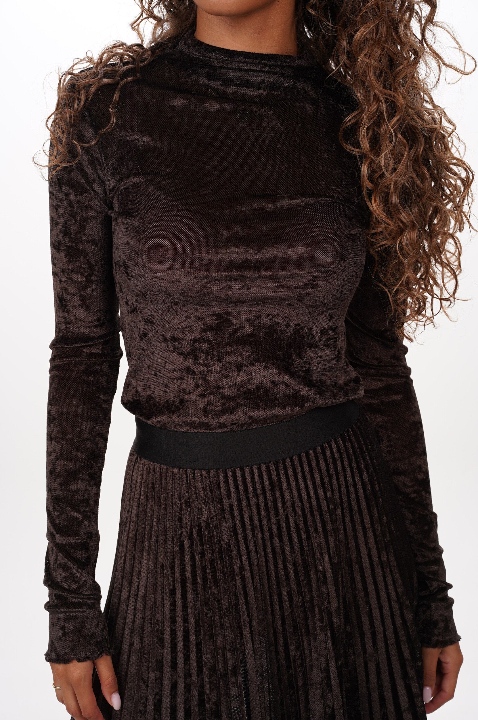 FORTE FORTE Top Flocked stretch tulle turtleneck