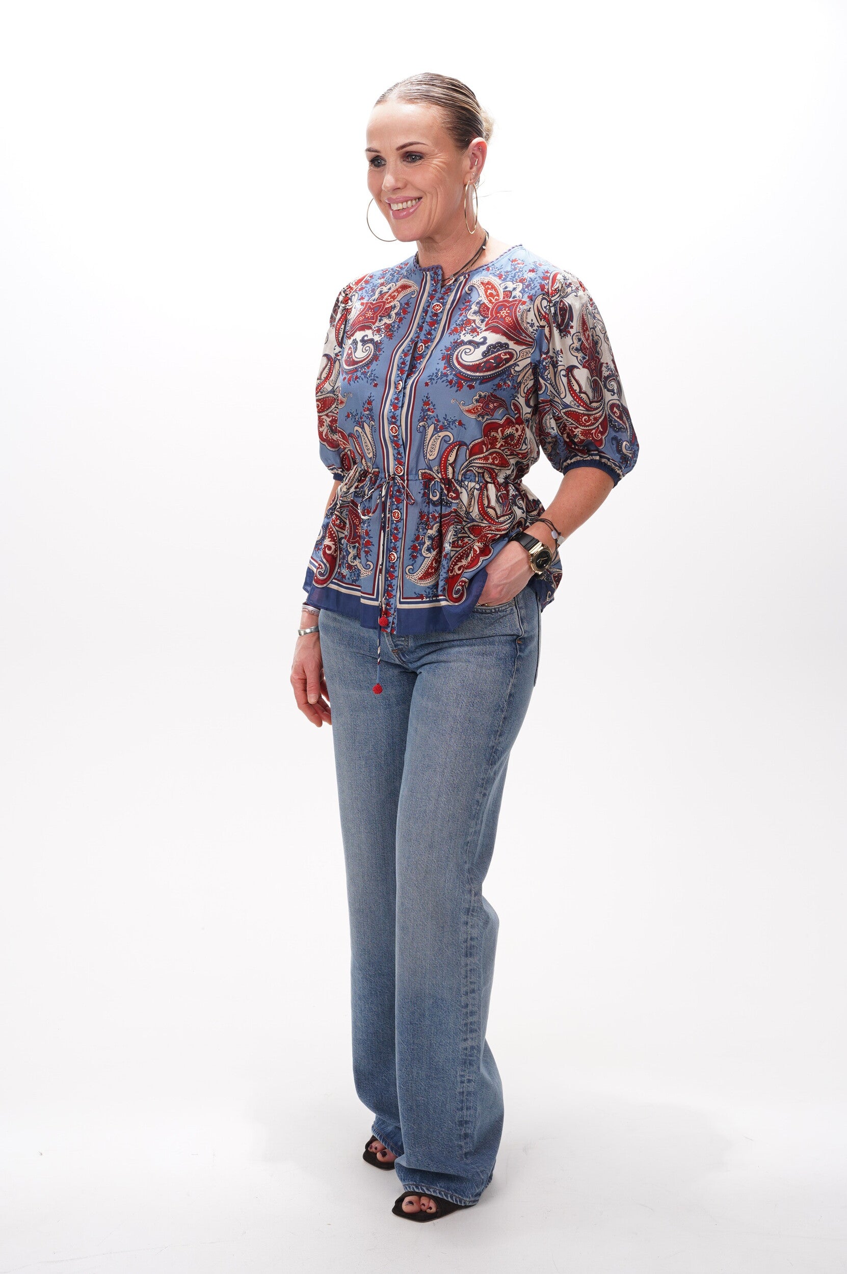 FARM RIO Top Paisley scarf cream