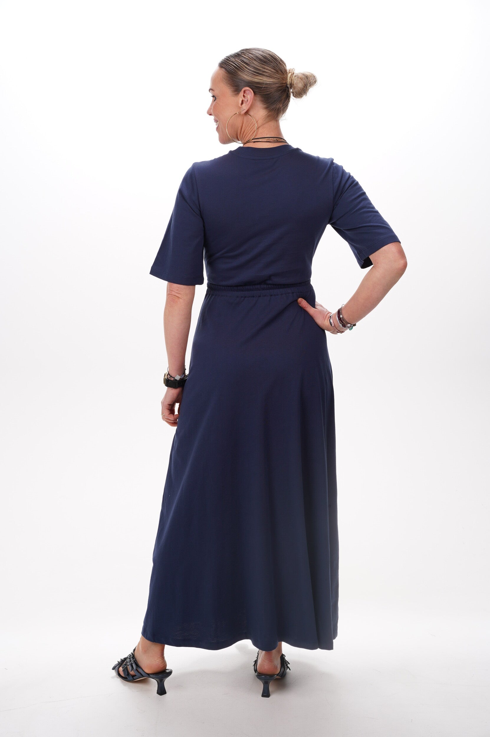 FARM RIO Dress Dark blue short sleeve midi
