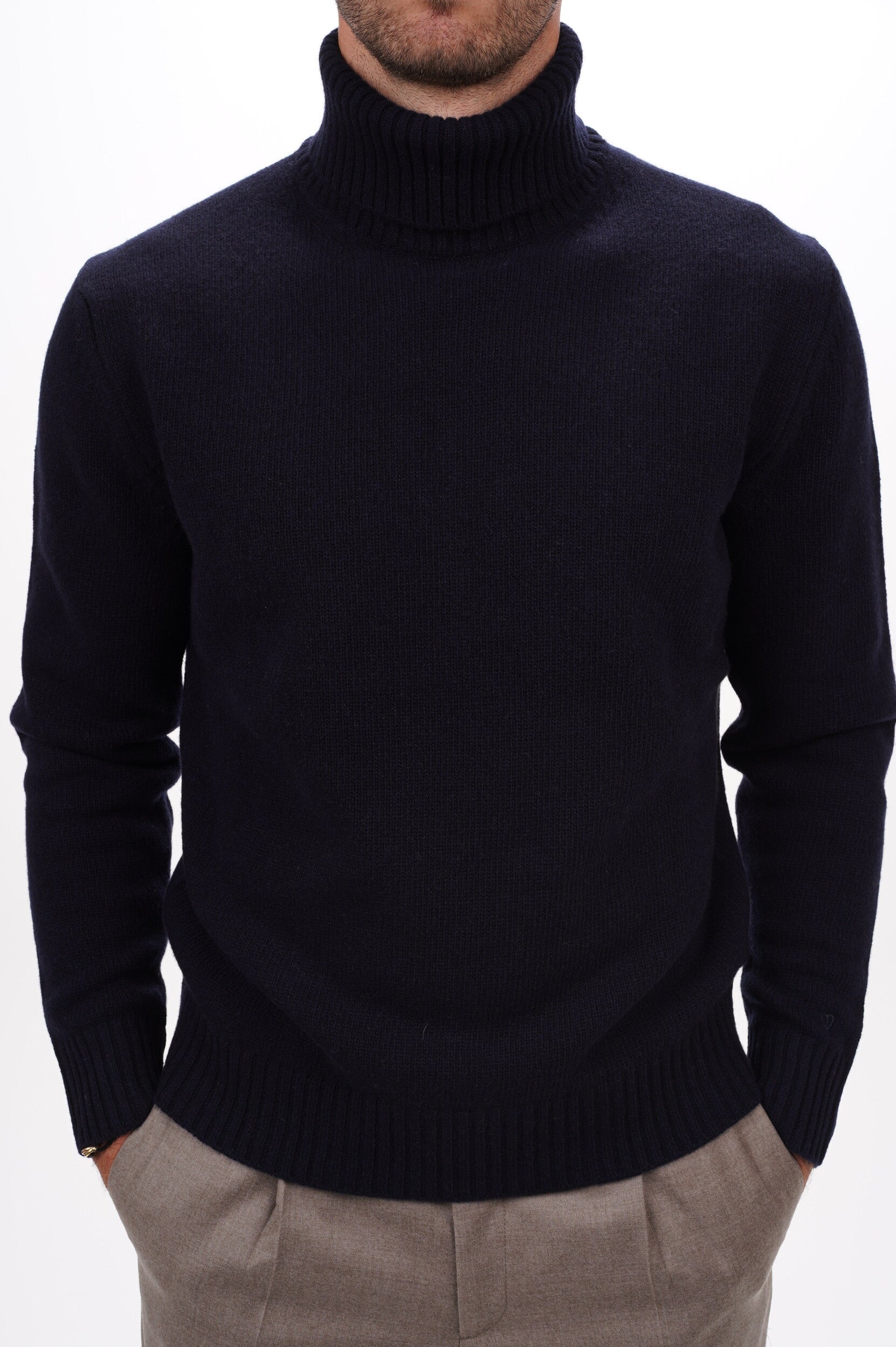 SEVEN GAUGE Pull LAMBSWOOL HIGH NECK SWEATER BLU