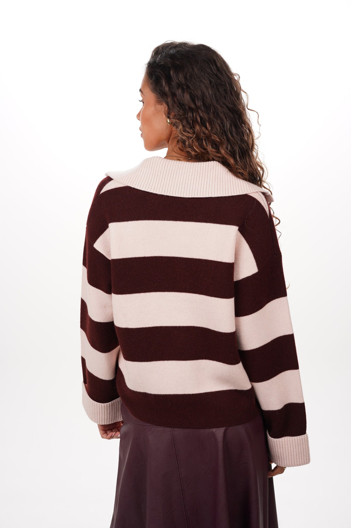 FORTE FORTE Pull Cashmere woll royal stripe trucker sweater