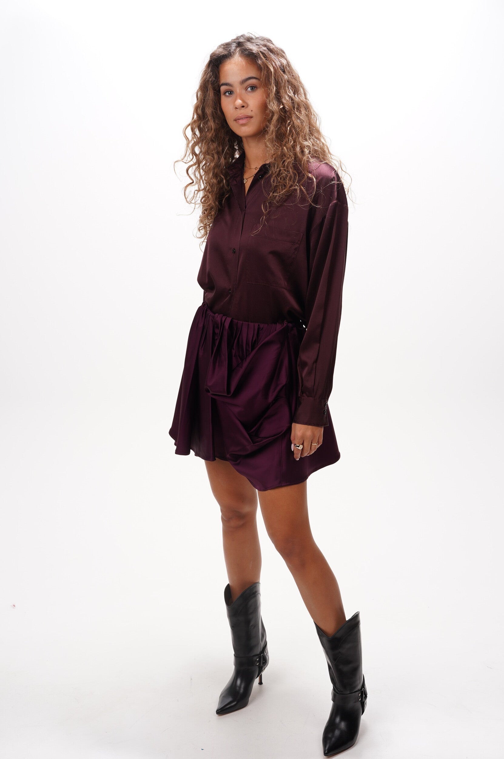 GANNI Skirt Technical stretch satin draped mini