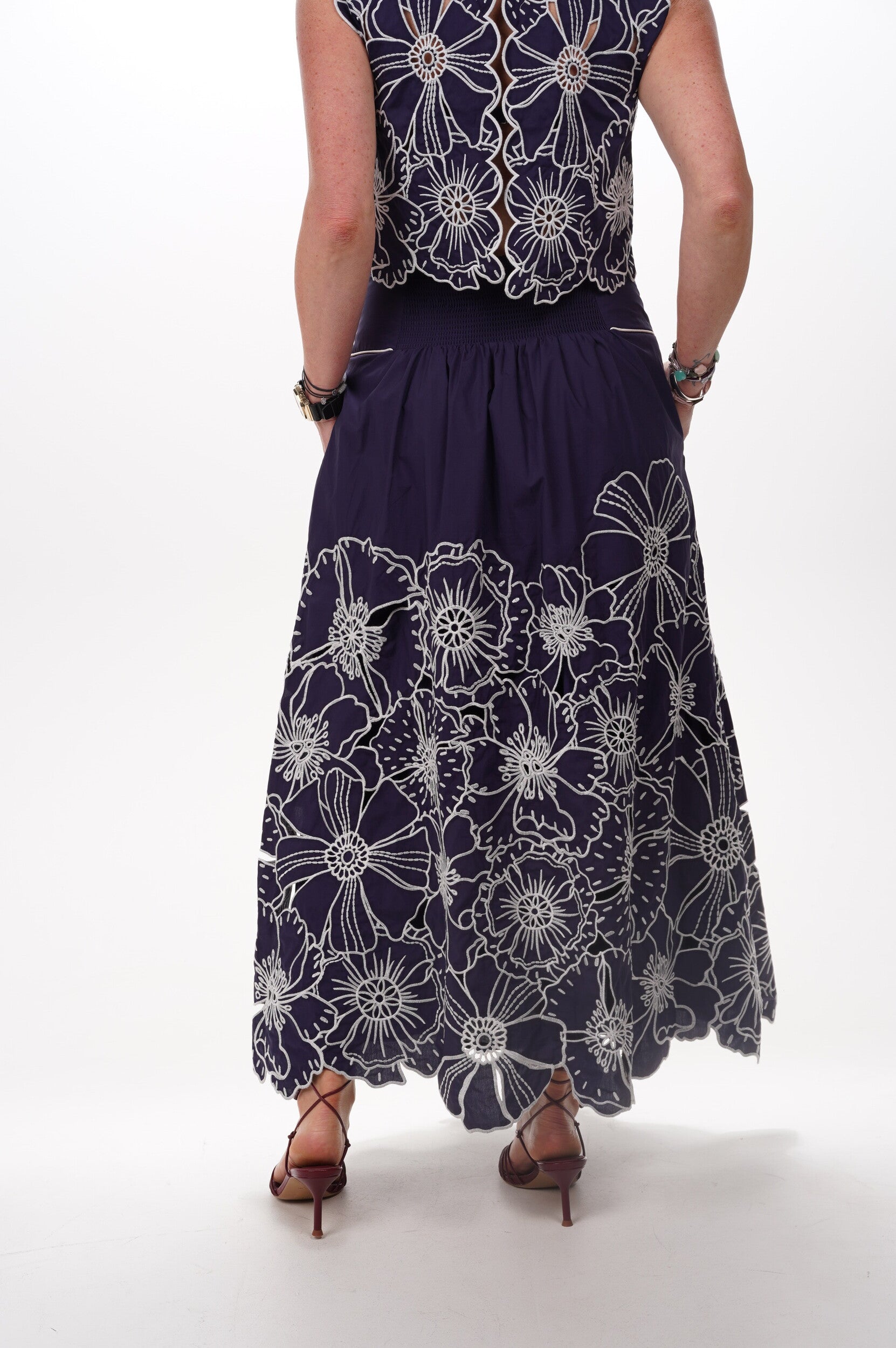 FARM RIO Skirt Flowers Richelieu blue