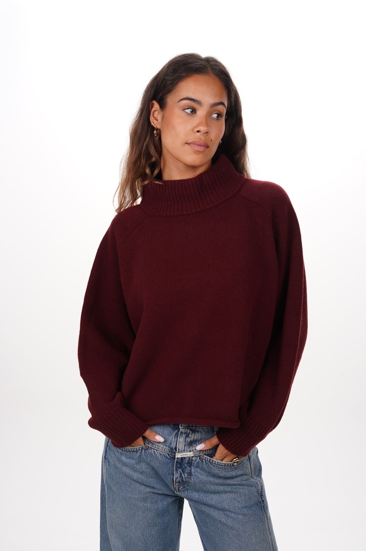 ROBERTO COLLINA Pull DOLCEVITA ML OVER CROPPED BORDEAUX