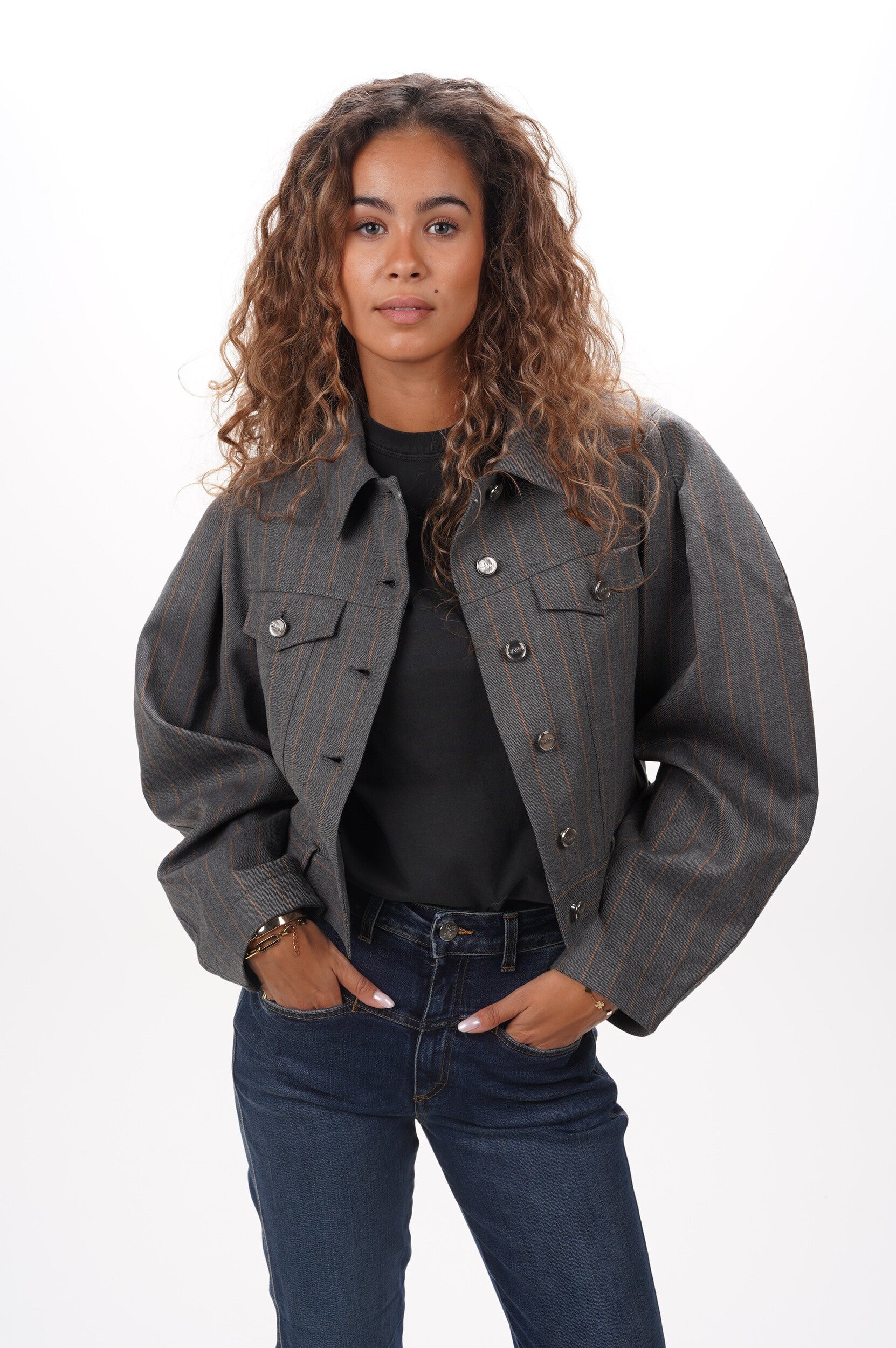 GANNI Jack Brushed wool stripe