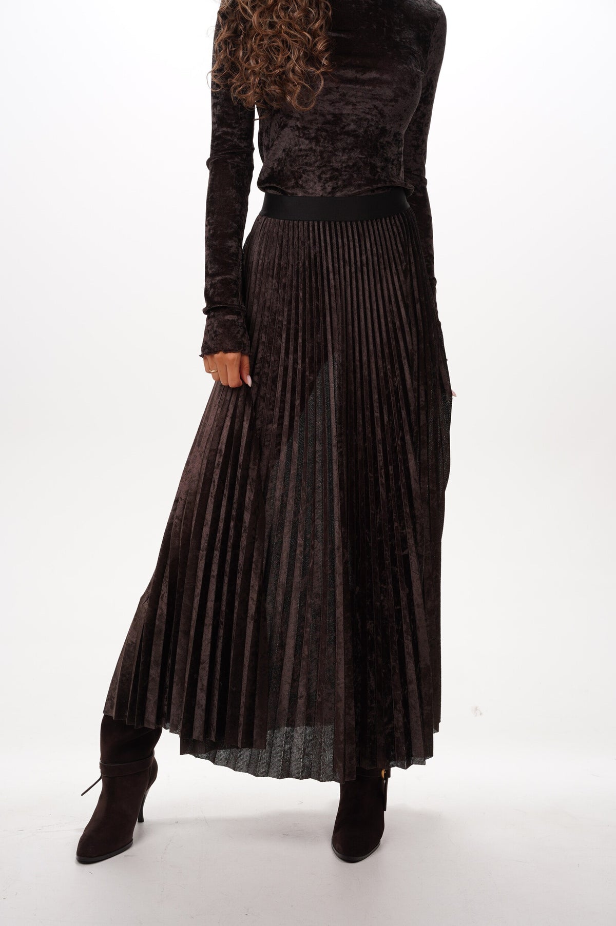 FORTE FORTE Skirt Soleil plisse flocked stretch tulle midi