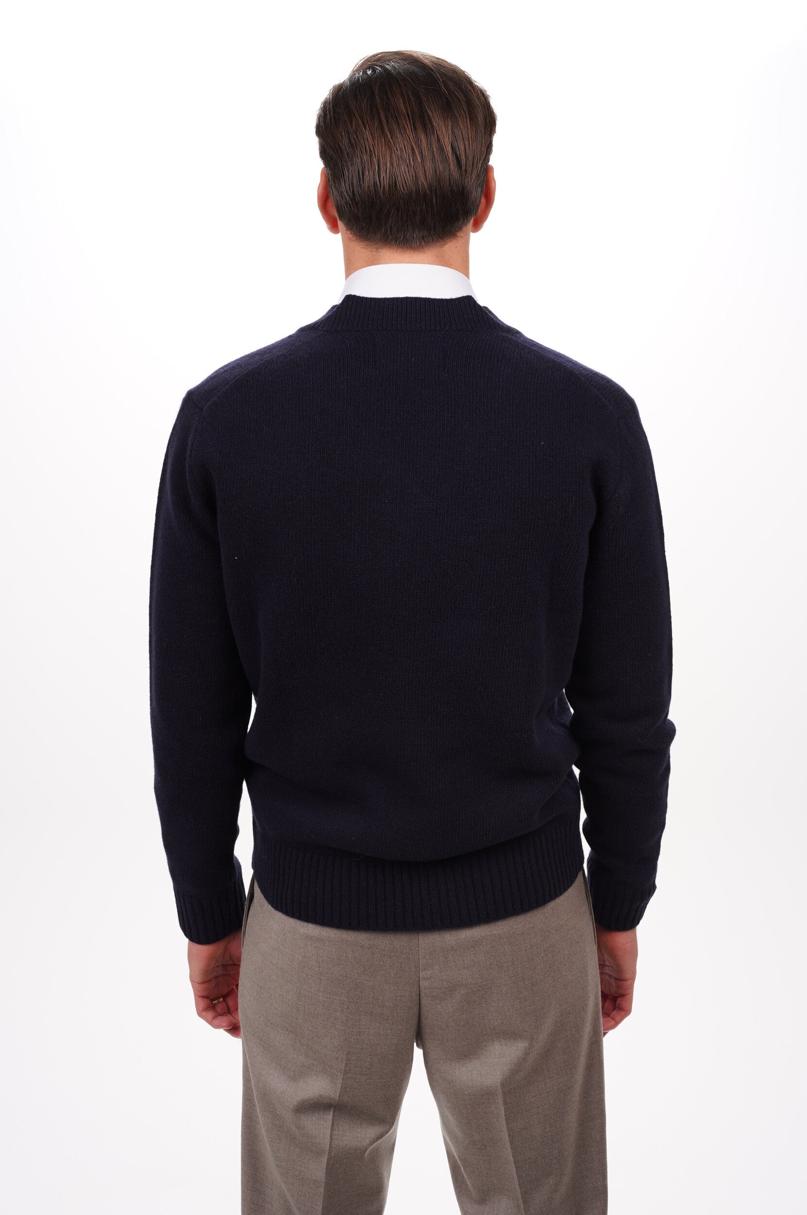 SEVEN GAUGE Pull LAMBSWOOL V-NECK SWEATER BLU