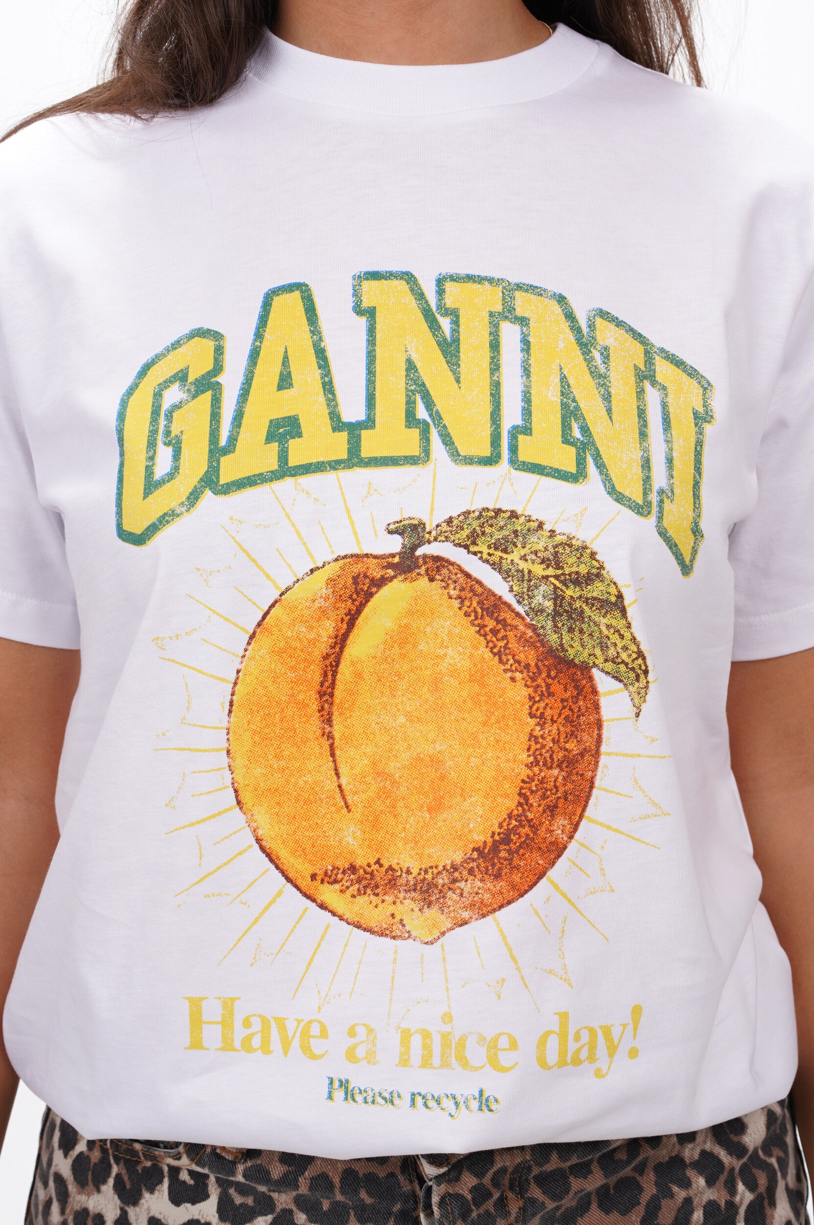 GANNI T Shirt Peach relaxed t-shirt