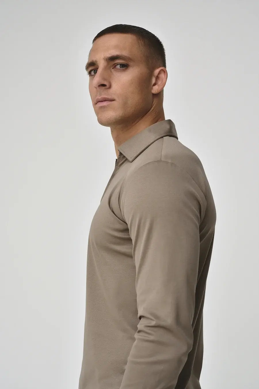 VALENZA Polo PoloZip L/S LeadGrey