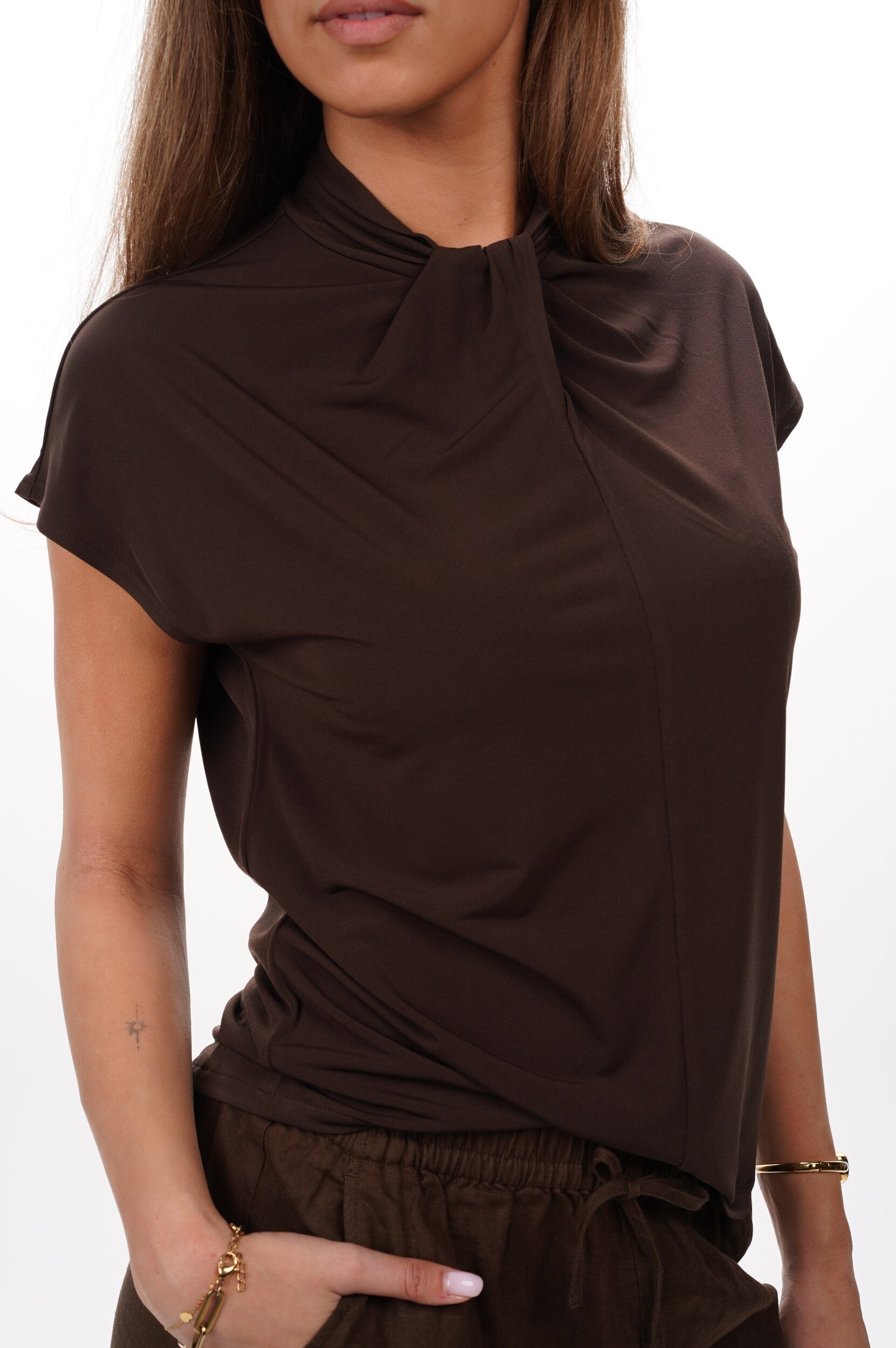 VINCE Top Cap SLV Twist NK