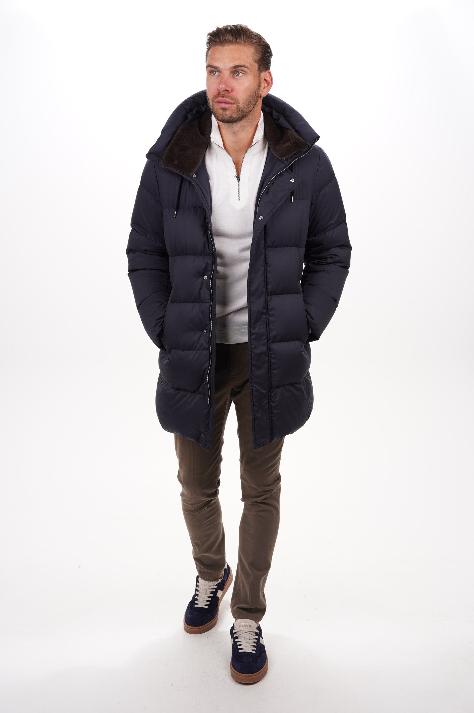 HERNO Coat Men's Woven Half Coat Blue