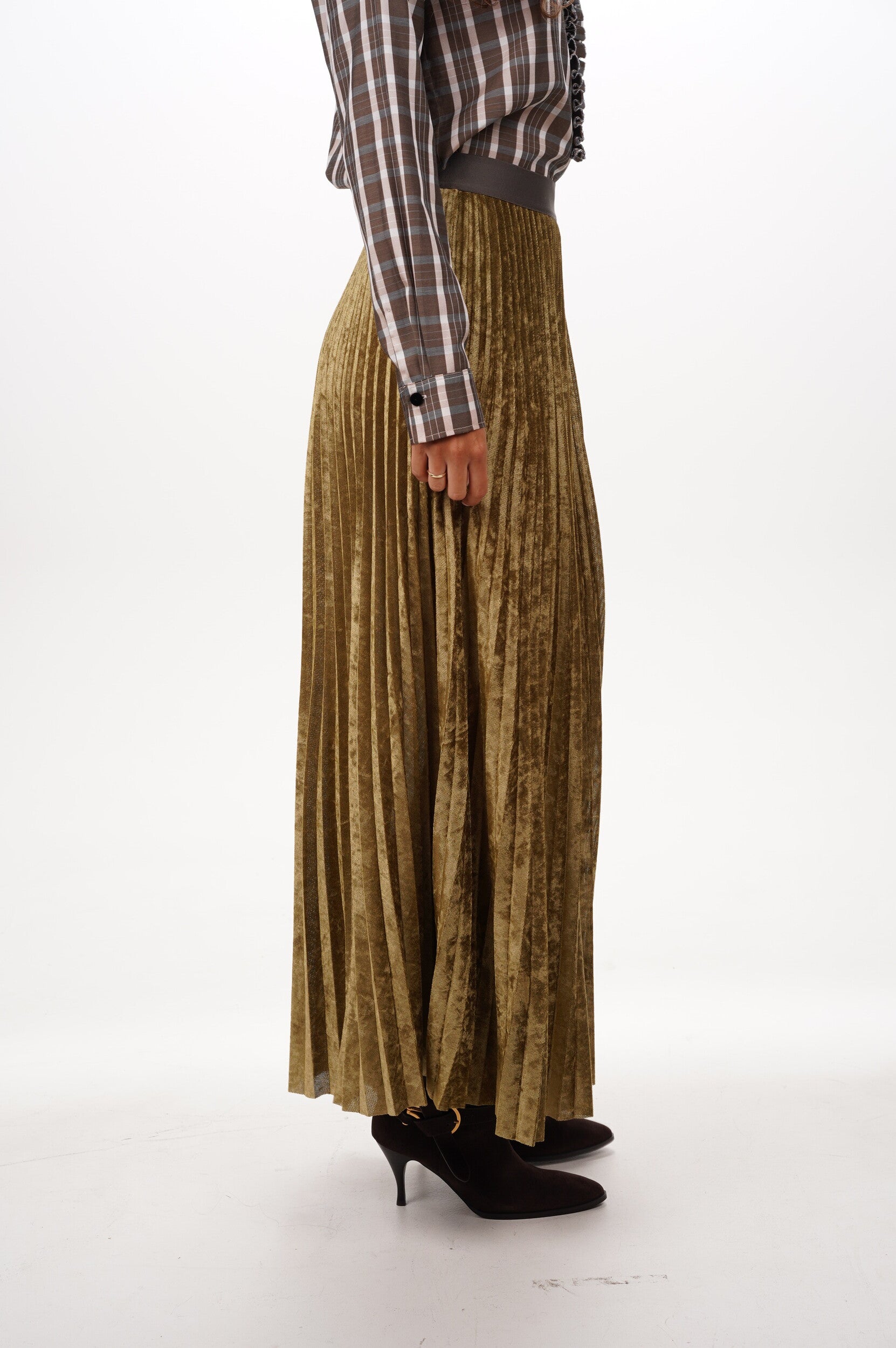 FORTE FORTE Skirt Soleil plisse flocked stretch tulle midi